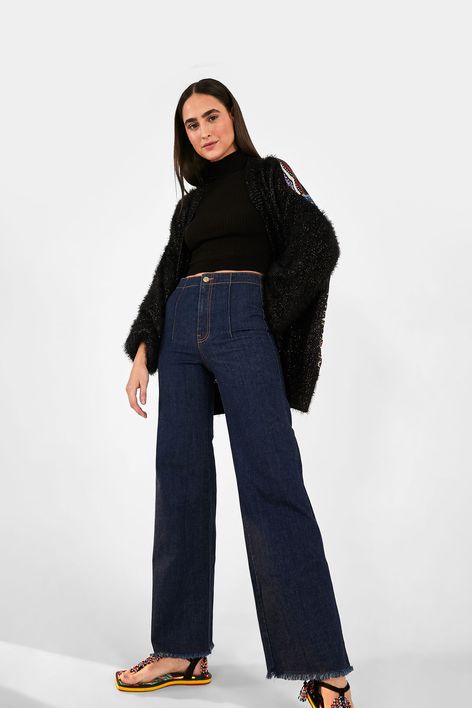 calça pantalona jeans farm