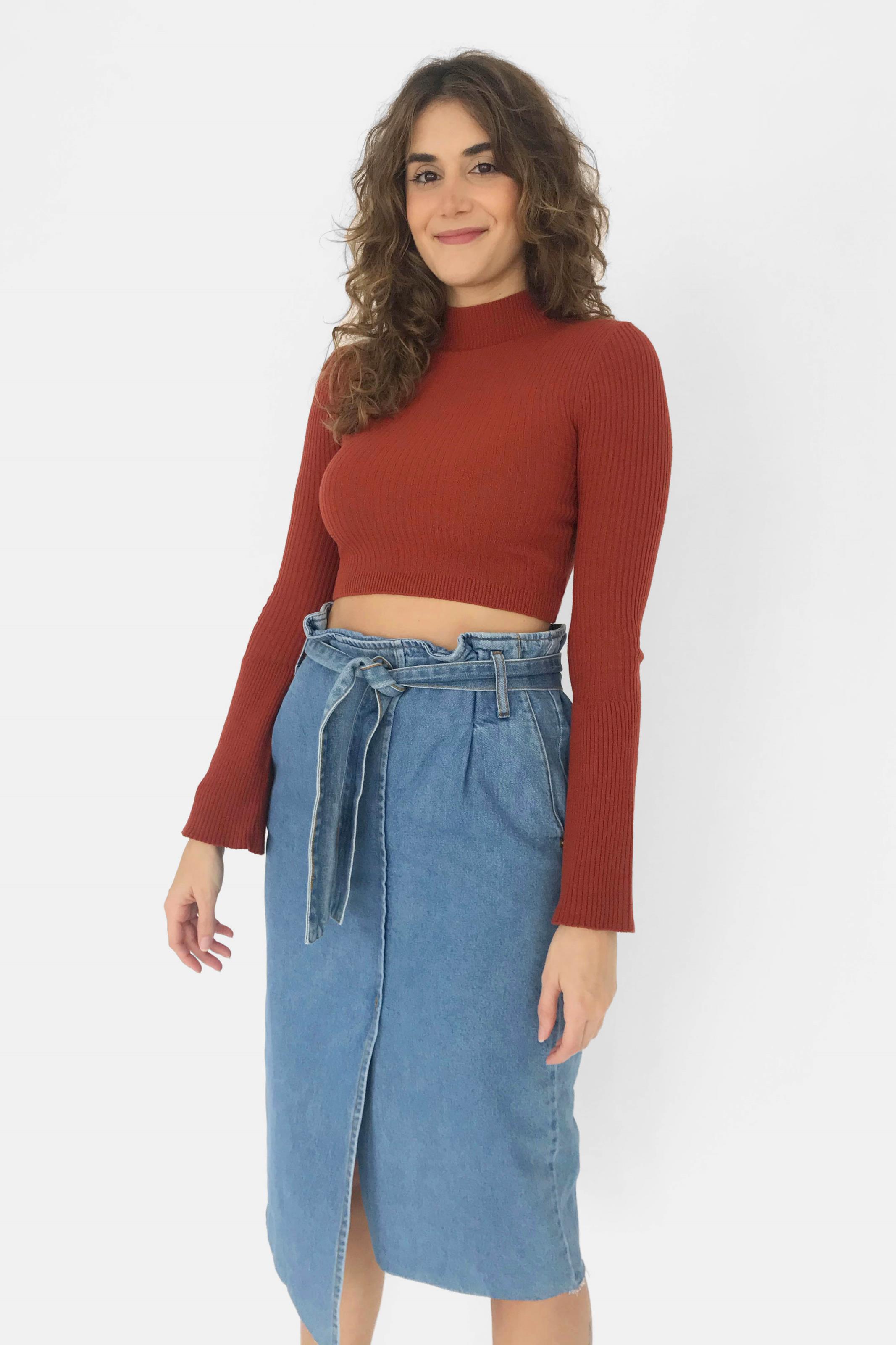 saia jeans midi farm