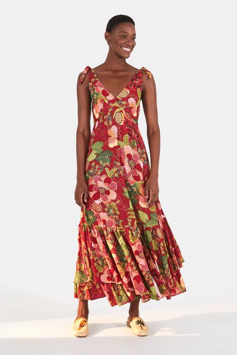 vestido longo floral