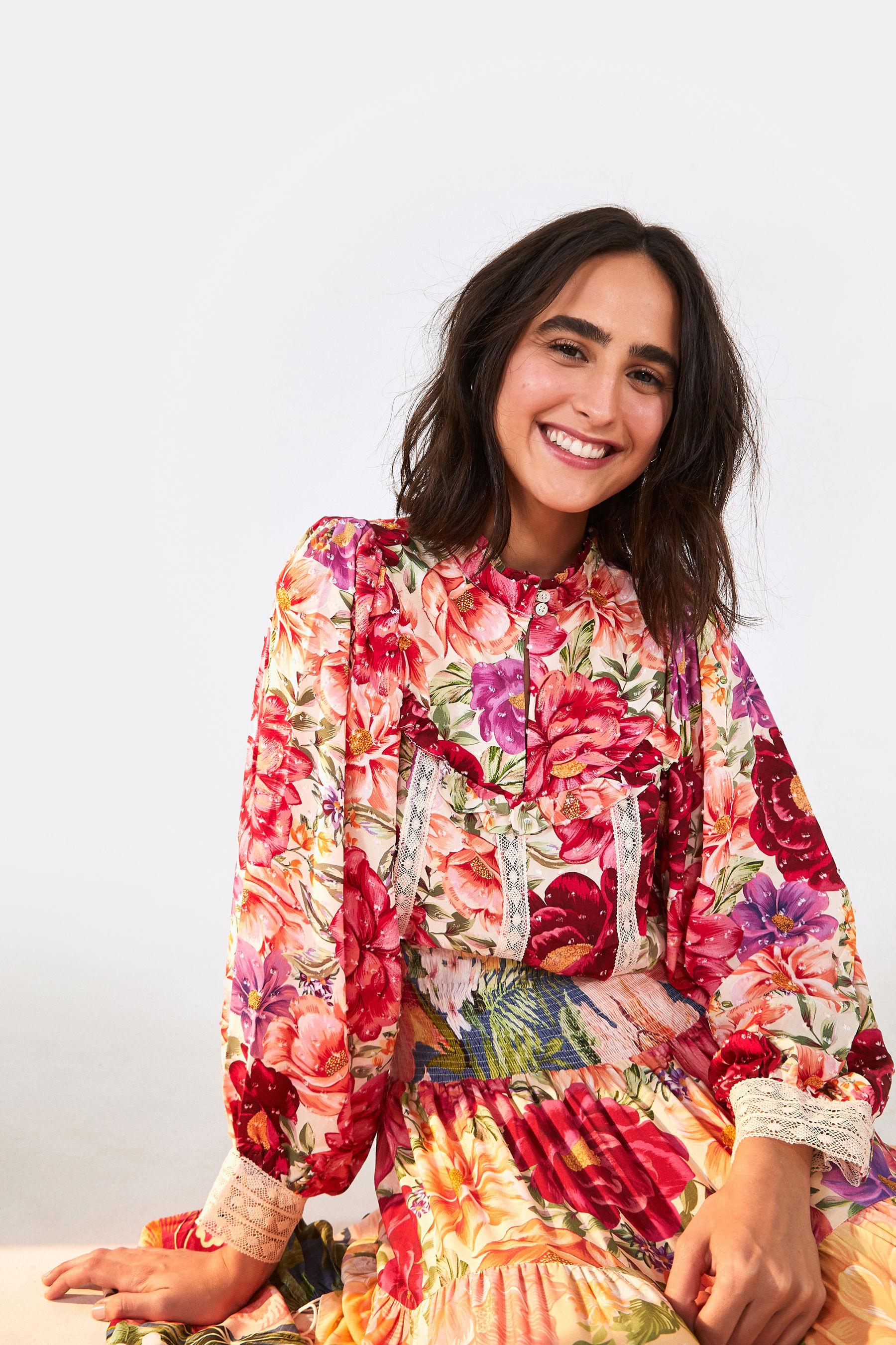 Blusa flor de menina farm Clearance