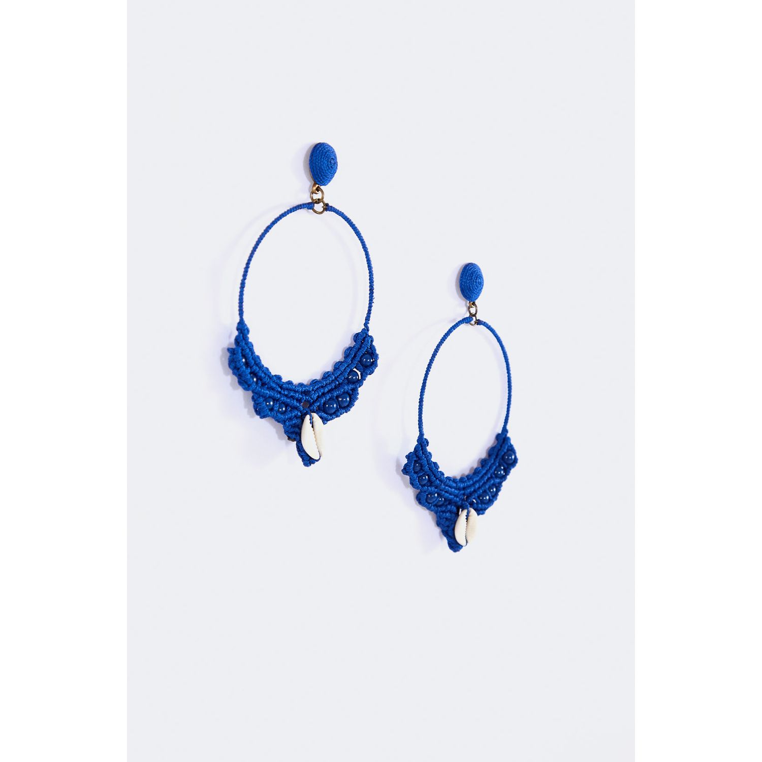 Brinco Argola Detalhe Crochet - Azul Deslumbrante - U - Farm Rio BR