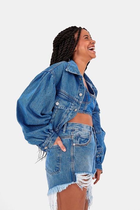 short de jeans cintura alta