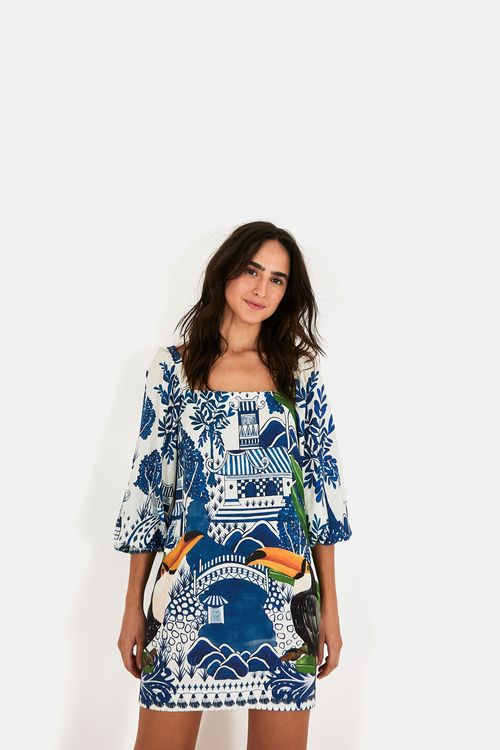 vestido farm azulejo