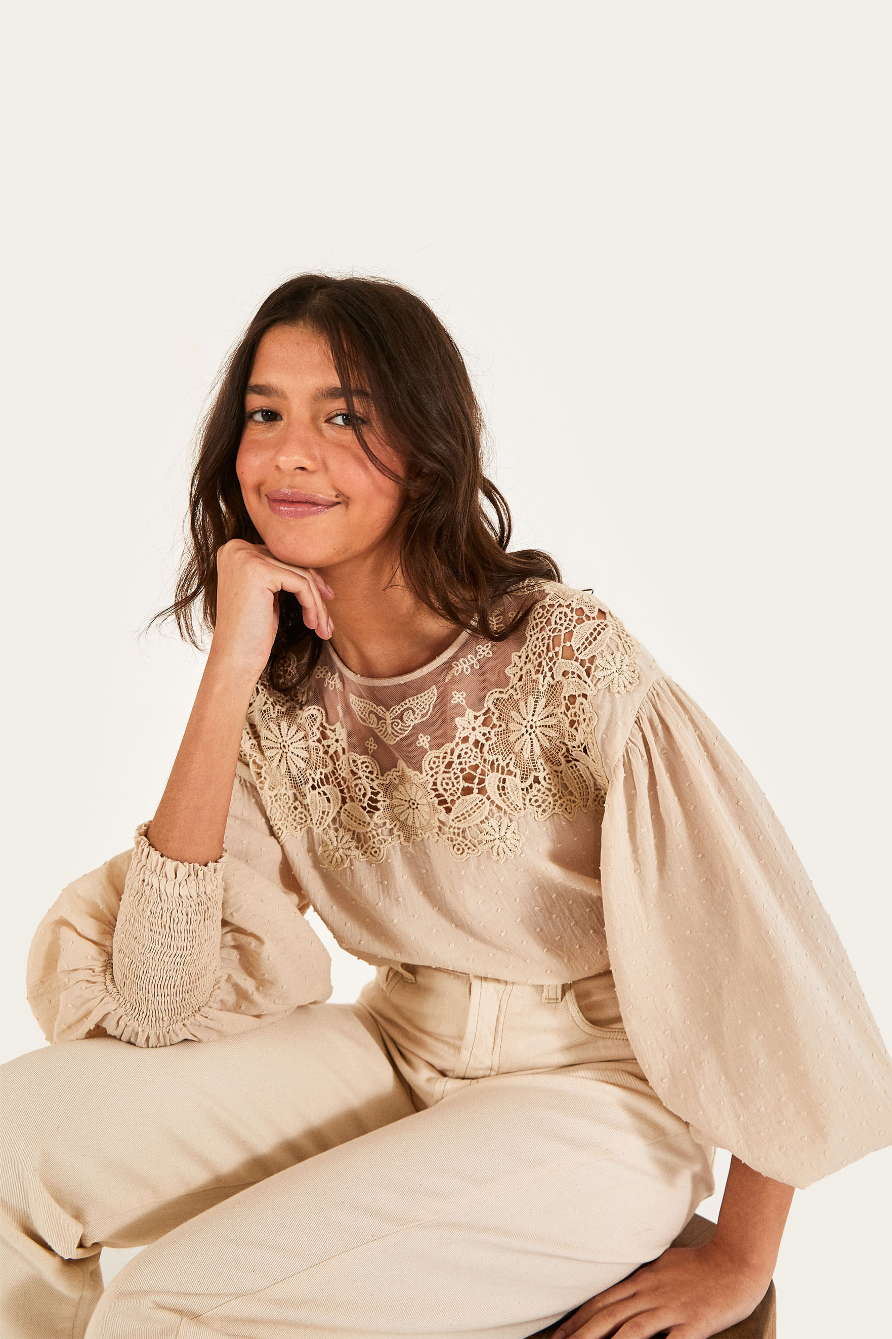 Blusa Pala Renda Romantica