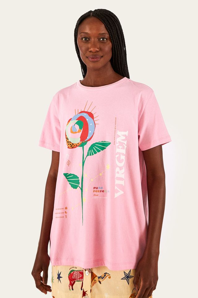 T-shirt Feminina Desenho Signo de Virgem Alta Definição