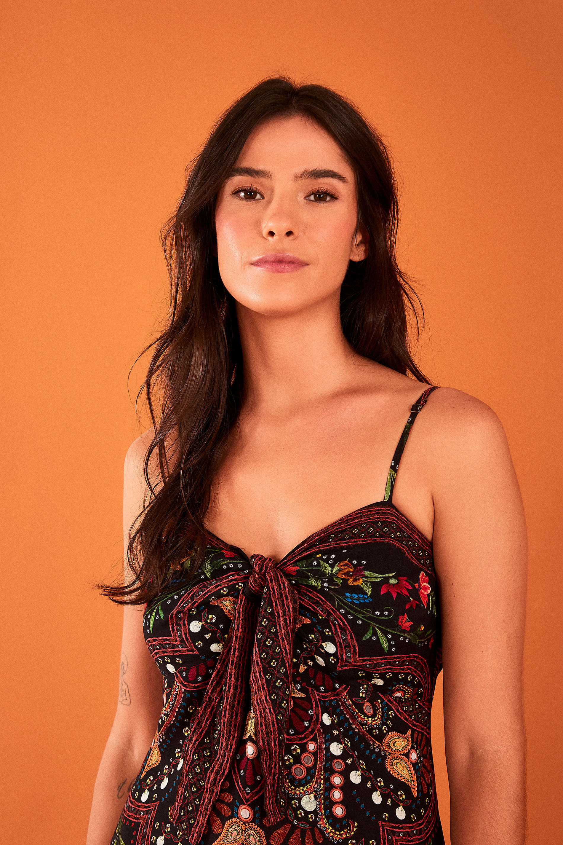 Vestido Cropped Estampado Pâmela