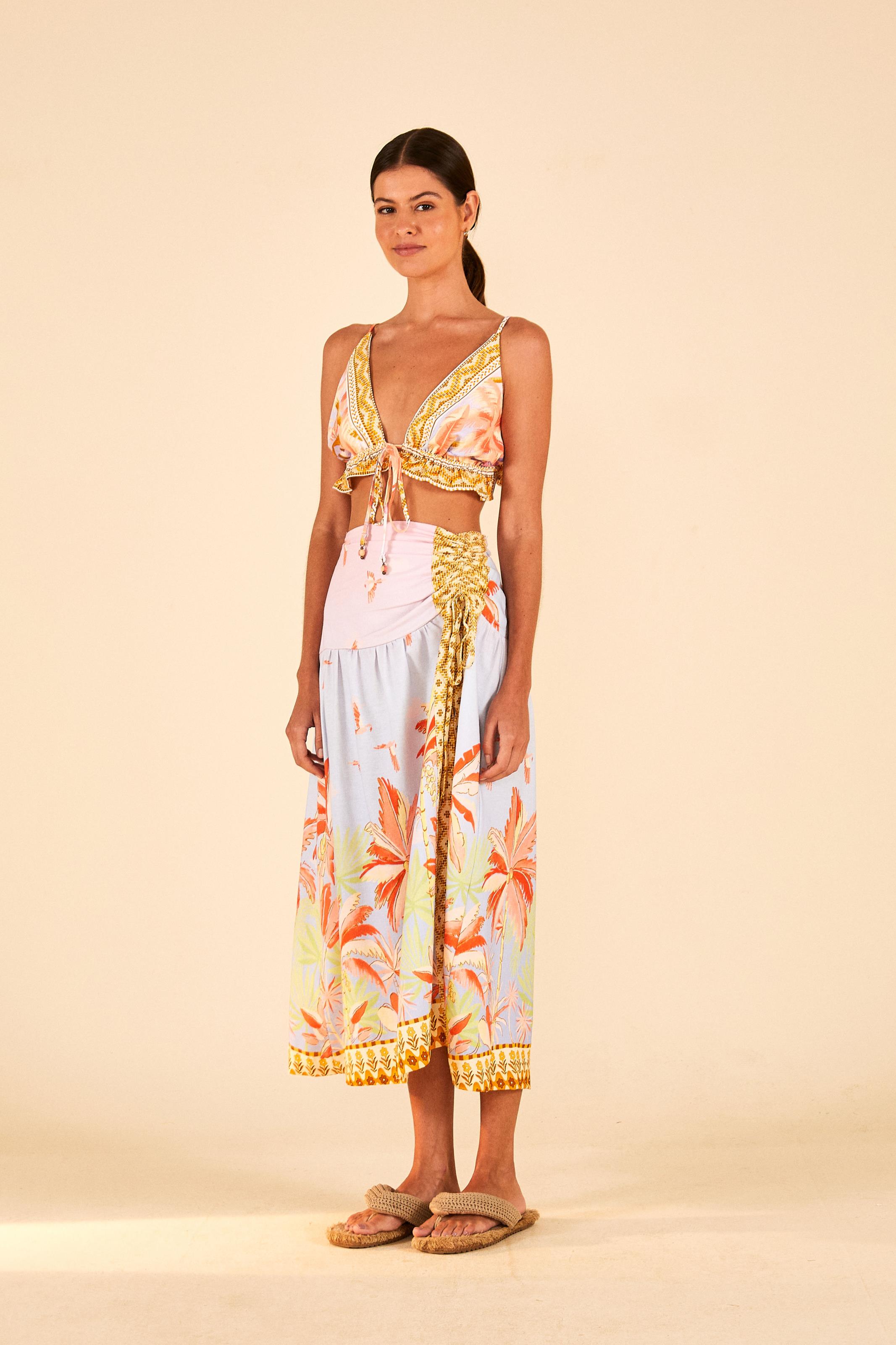 Top Cropped Estampado Praia Do Interior
