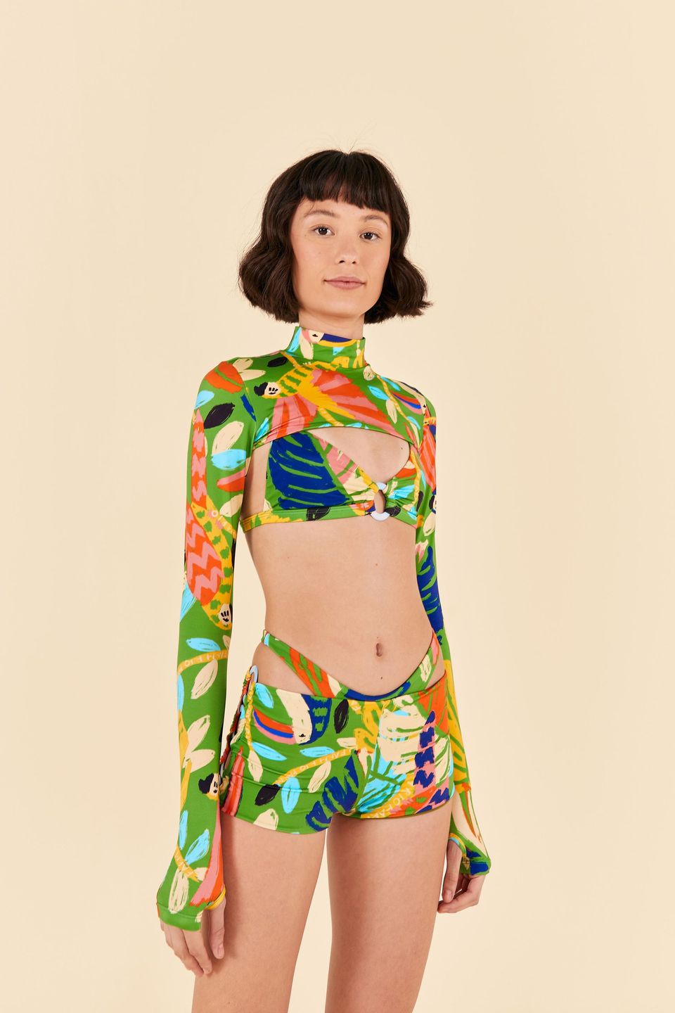 Conjunto Argola Estampado Bosque dos Pássaros