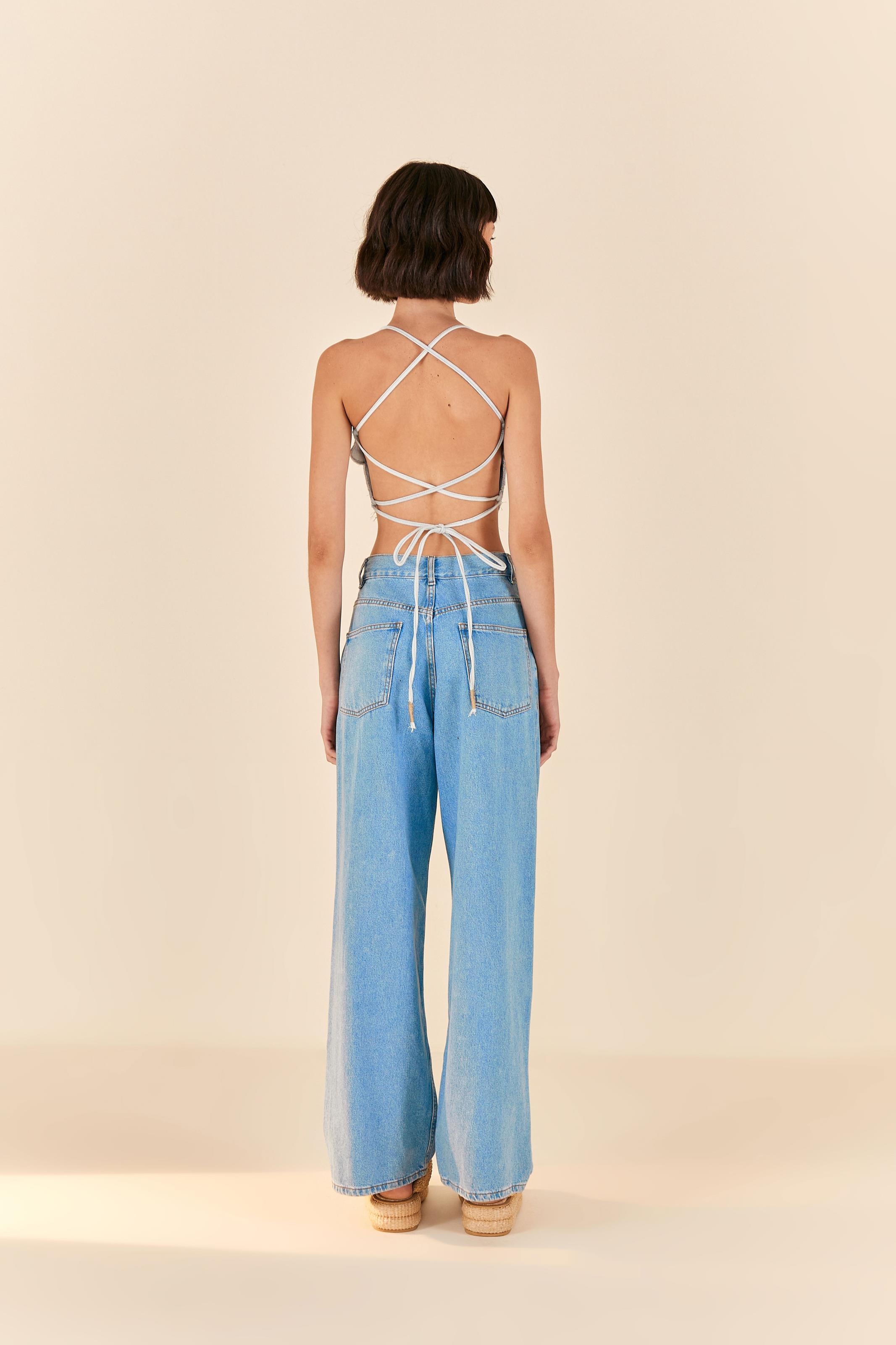 Top Jeans Borboleta
