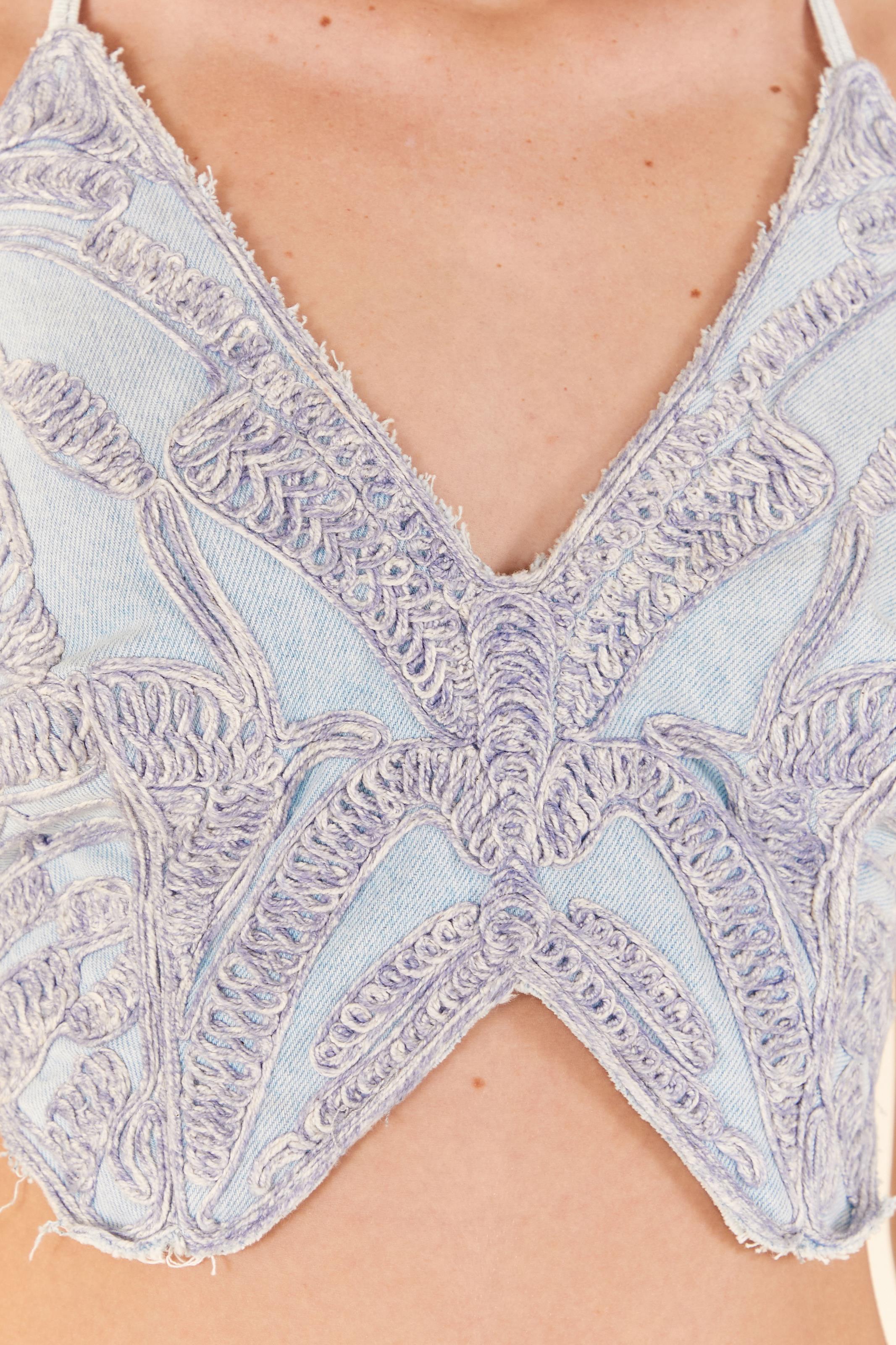 Top Jeans Borboleta