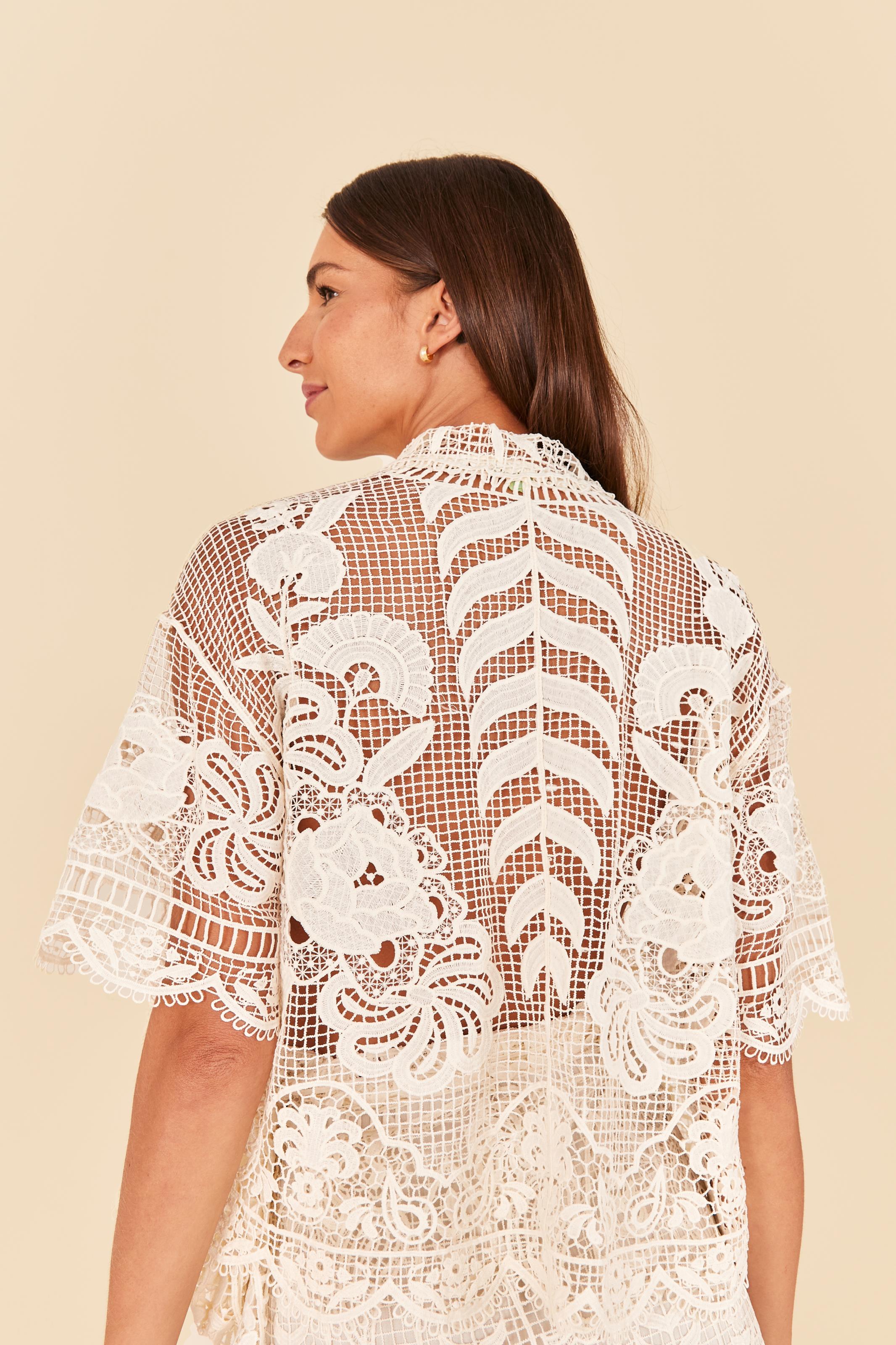 Camisa Guipure Estampada Conto Da Sereia