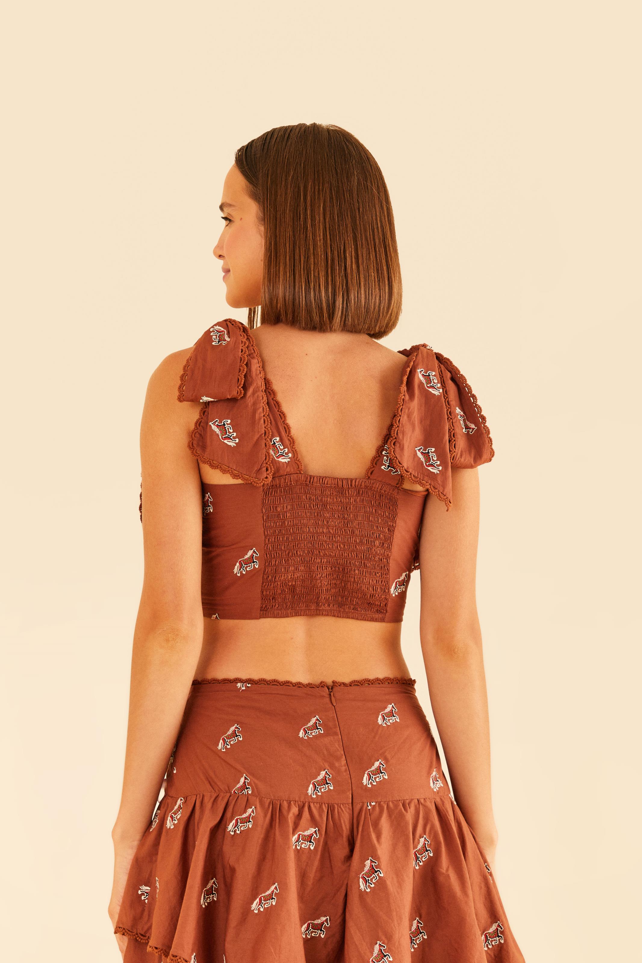 Top Bordado Estampado Cavalinhos