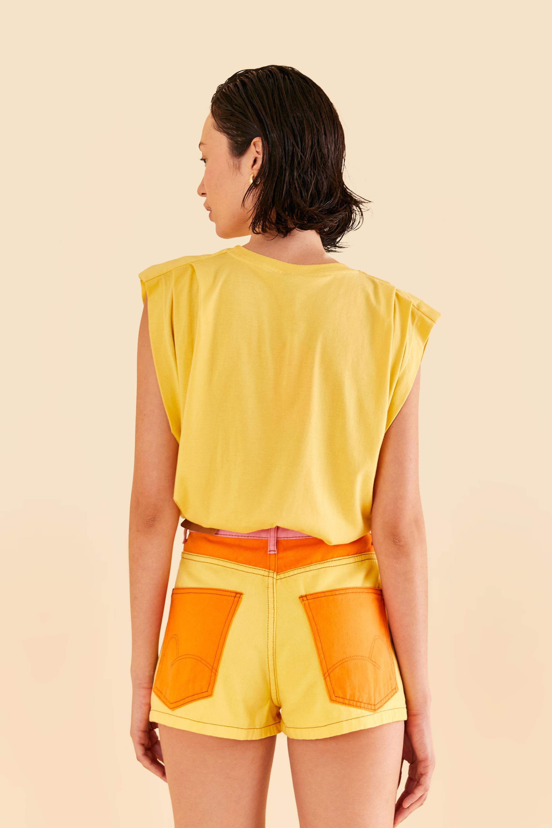 Short Sarja Patch Estampado Que Onda