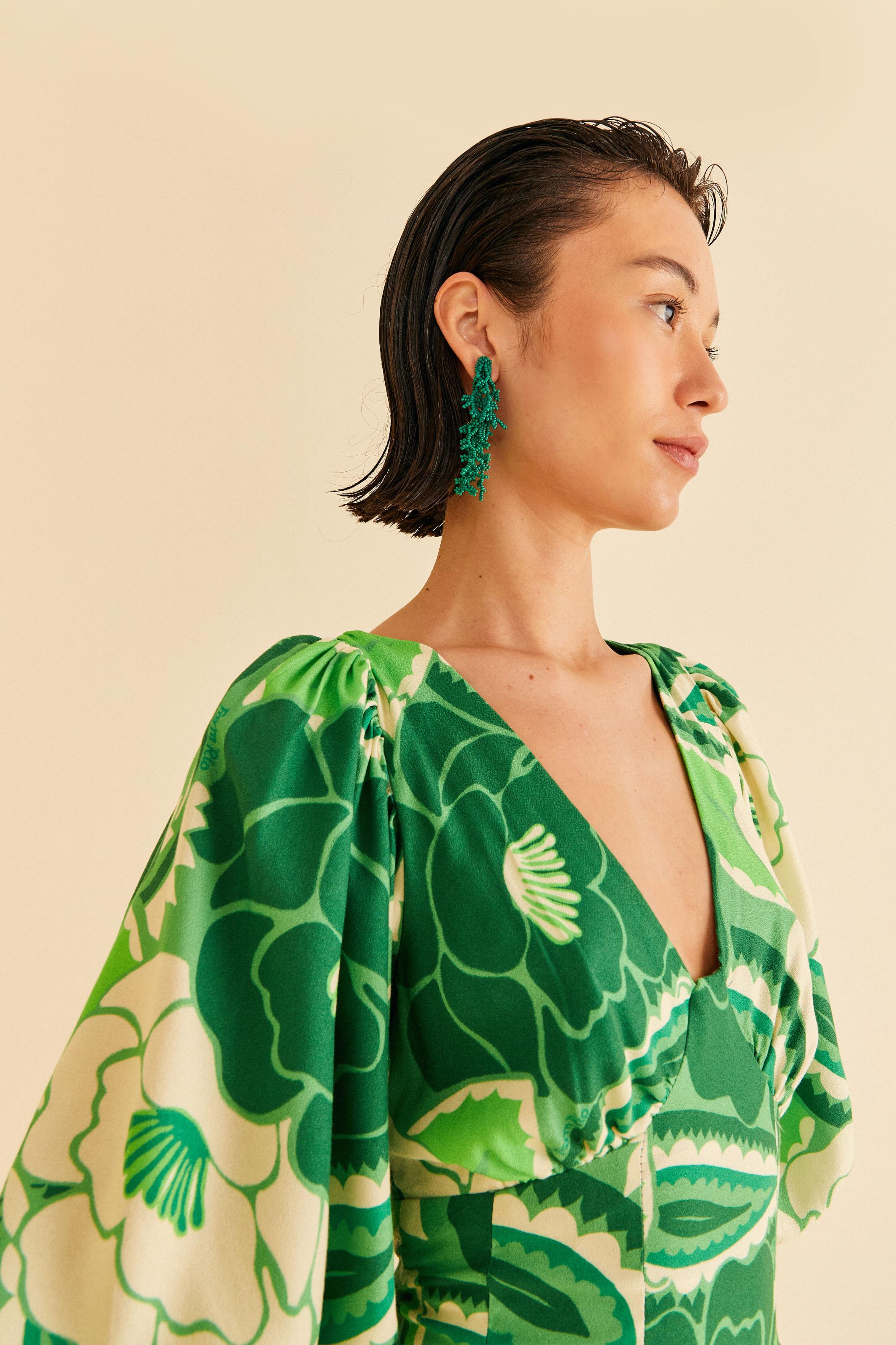Vestido Cropped Estampado Tropical Groove