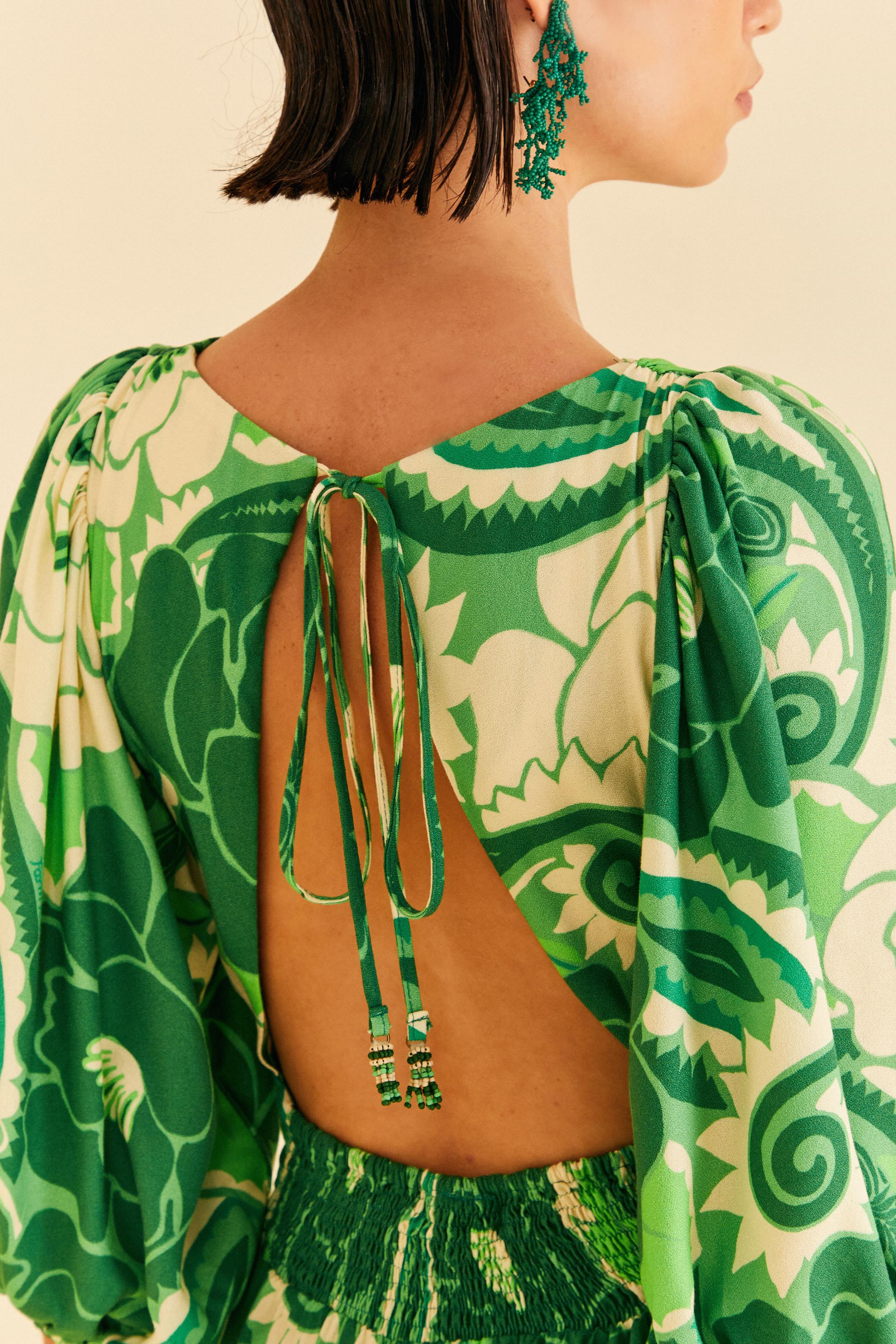 Vestido Cropped Estampado Tropical Groove