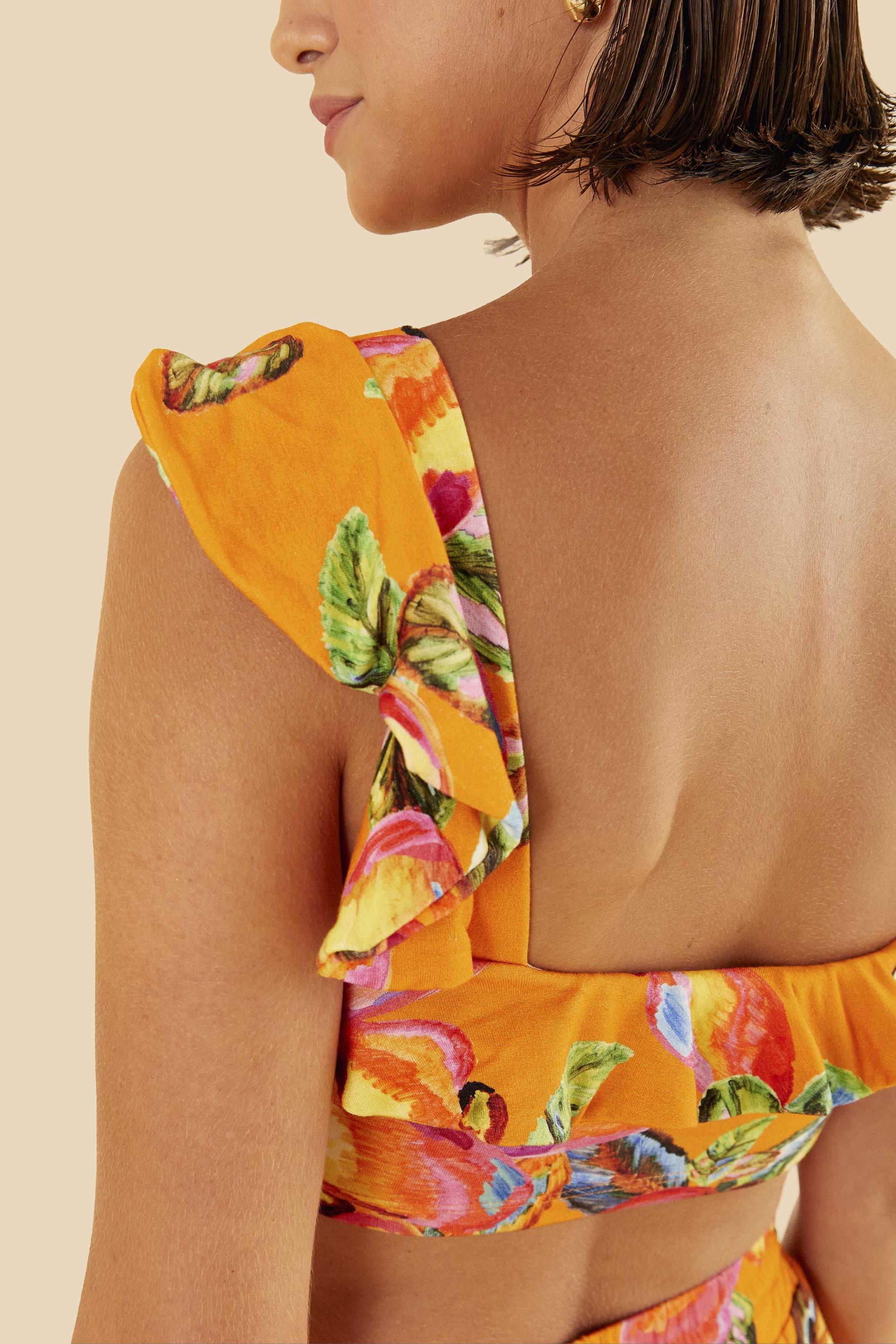 Top Babado Estampado Caju Céu