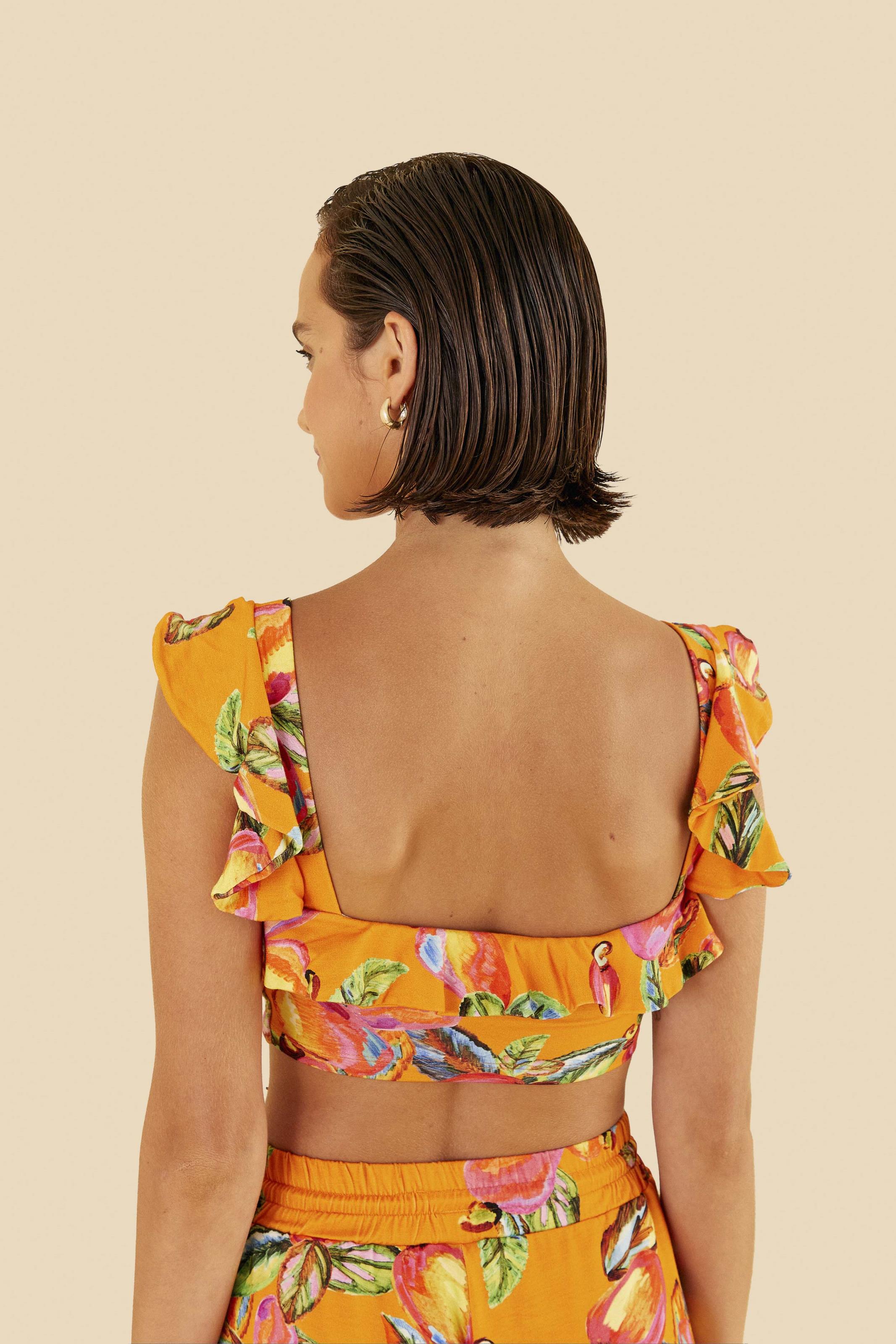 Top Babado Estampado Caju Céu