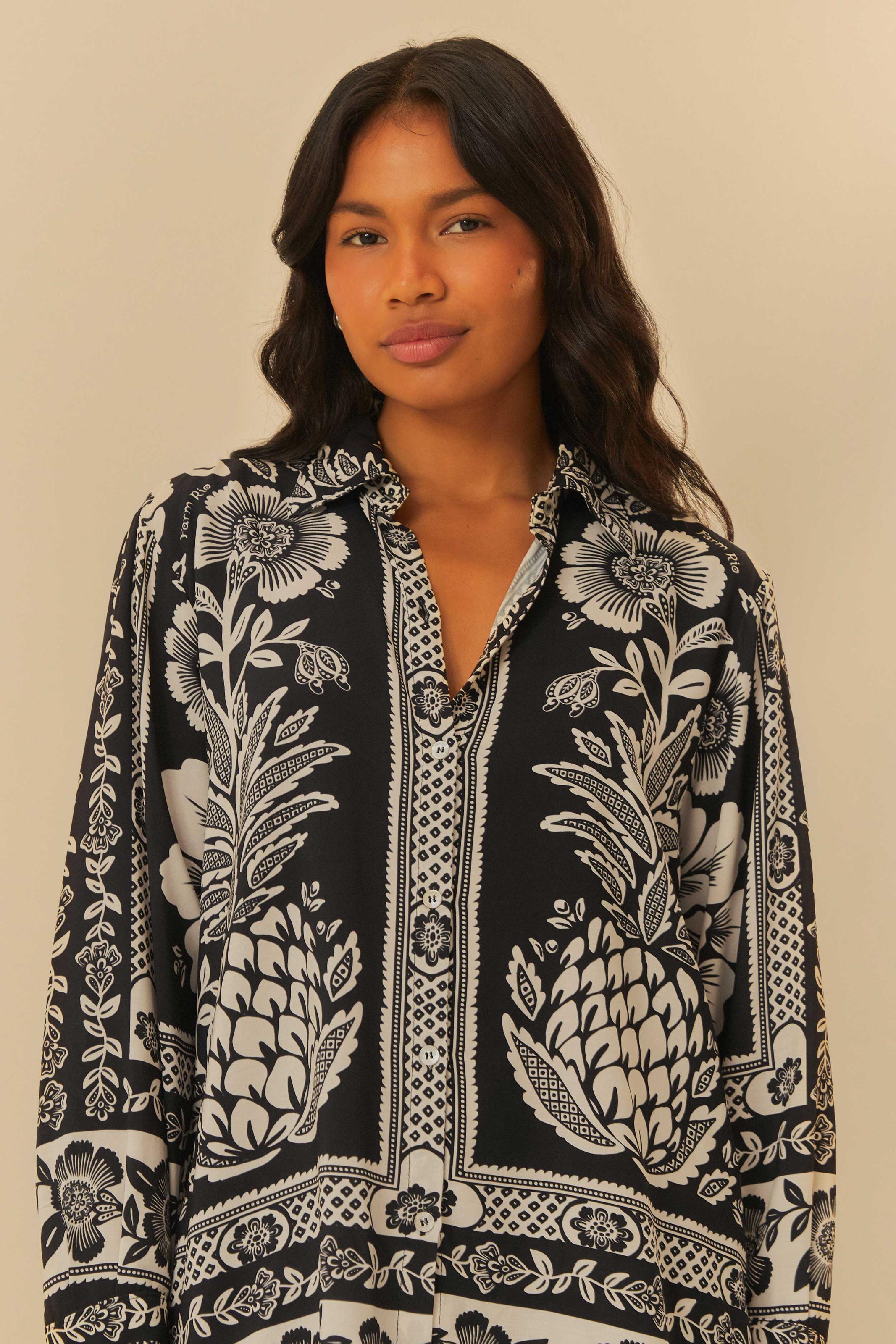 Camisa Estampada Jardim Romance