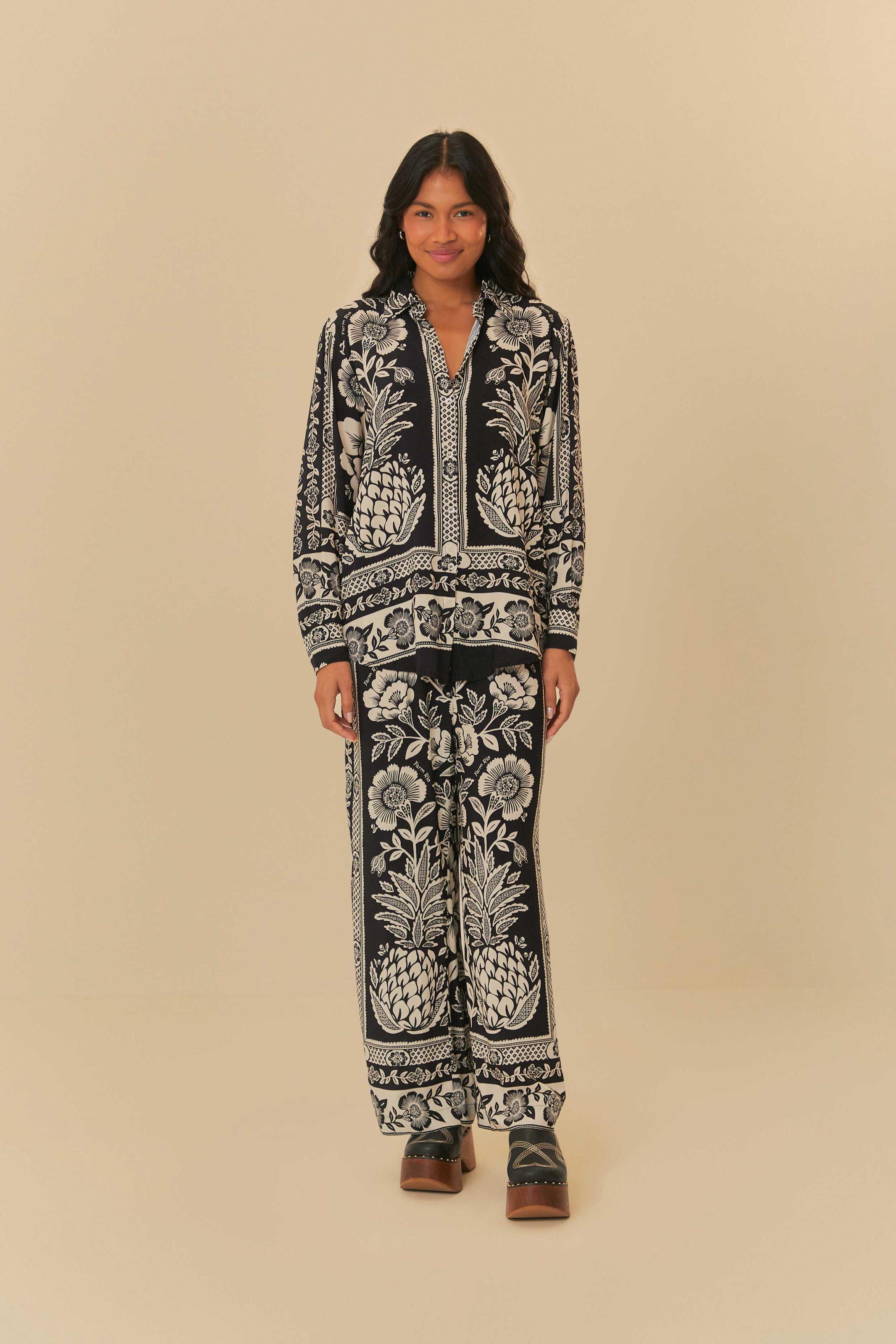 Camisa Estampada Jardim Romance