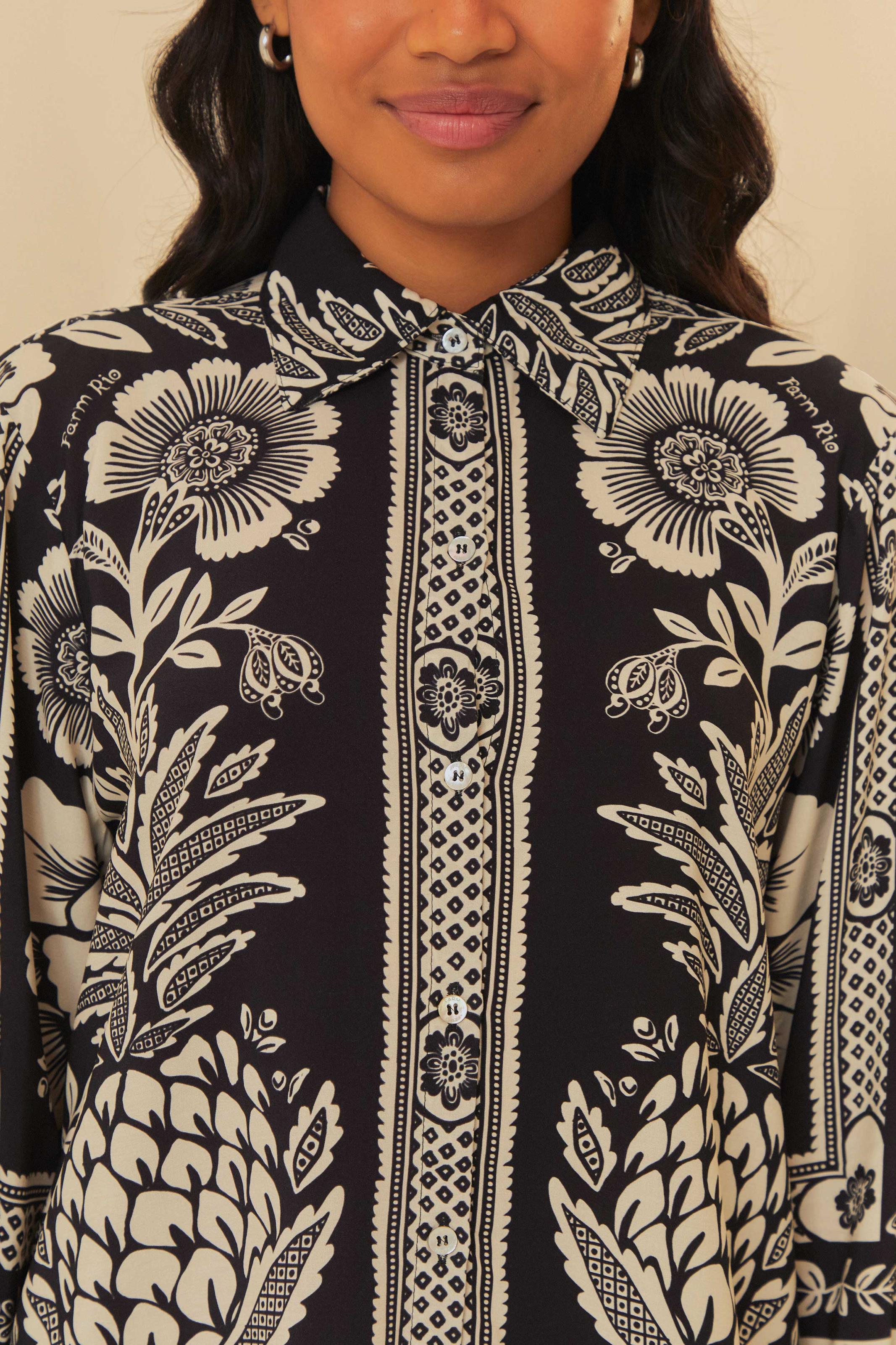 Camisa Estampada Jardim Romance