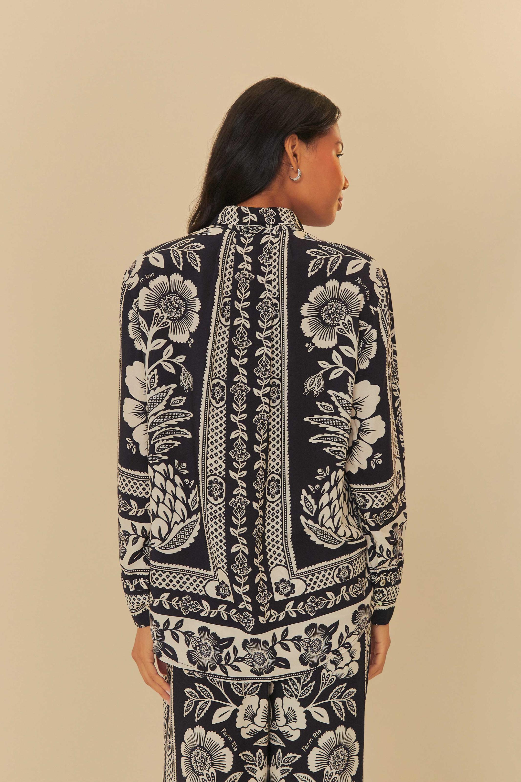 Camisa Estampada Jardim Romance