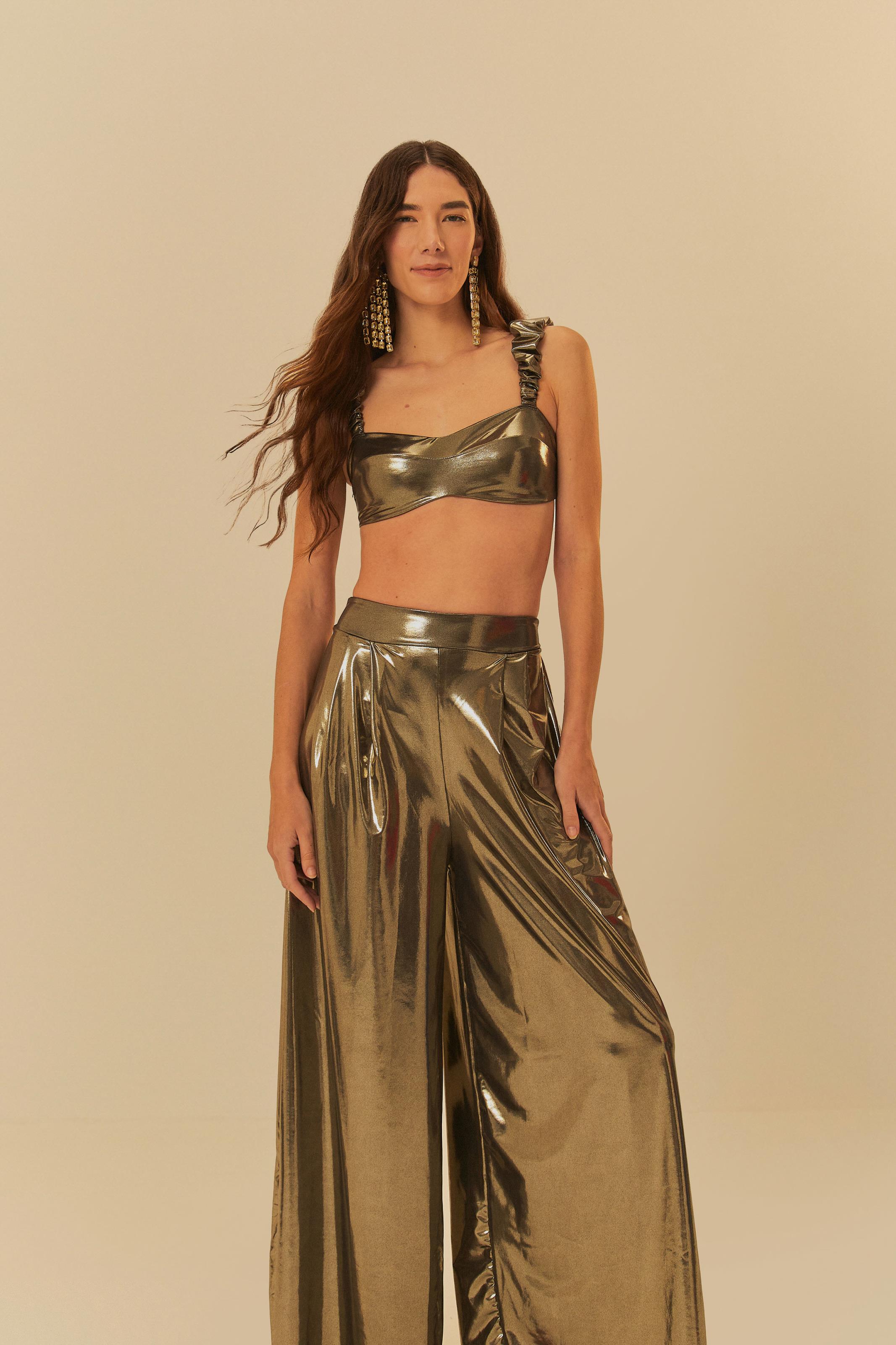 Calça Pantalona Metalizado