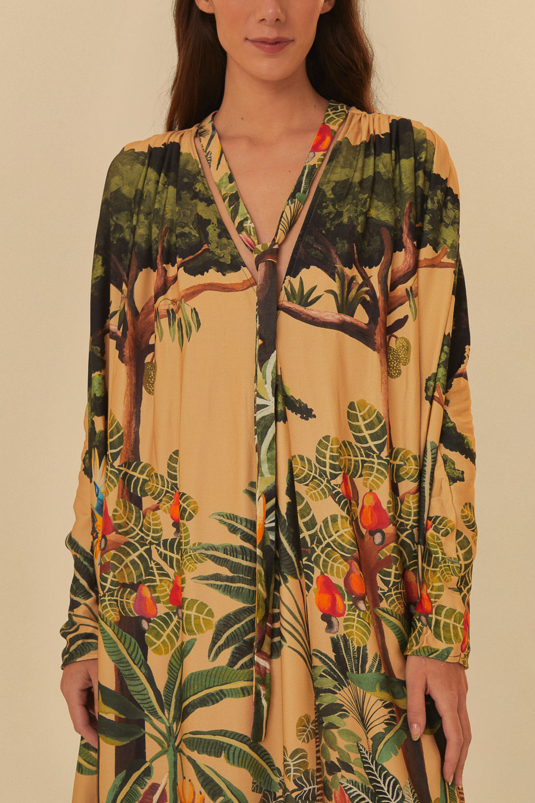 Vestido Longo Estampado Mata Tropical