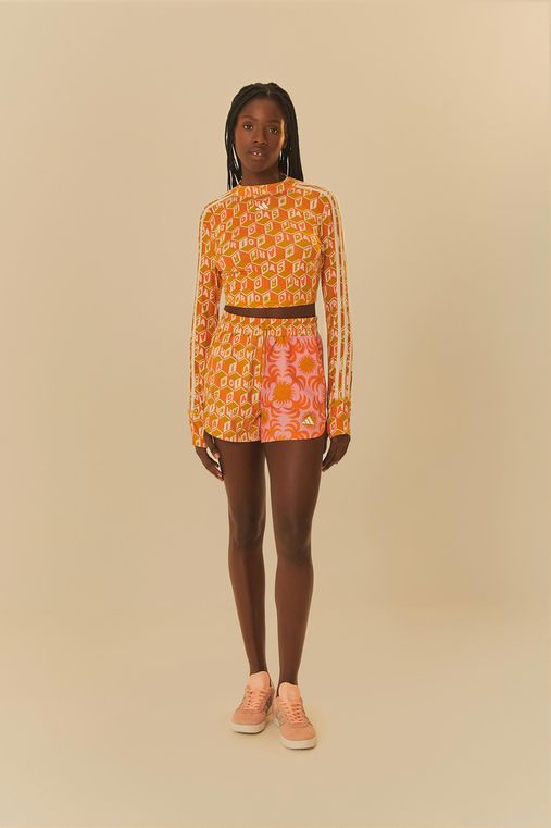 Top Cropped Adidas Manga Longa Logomania