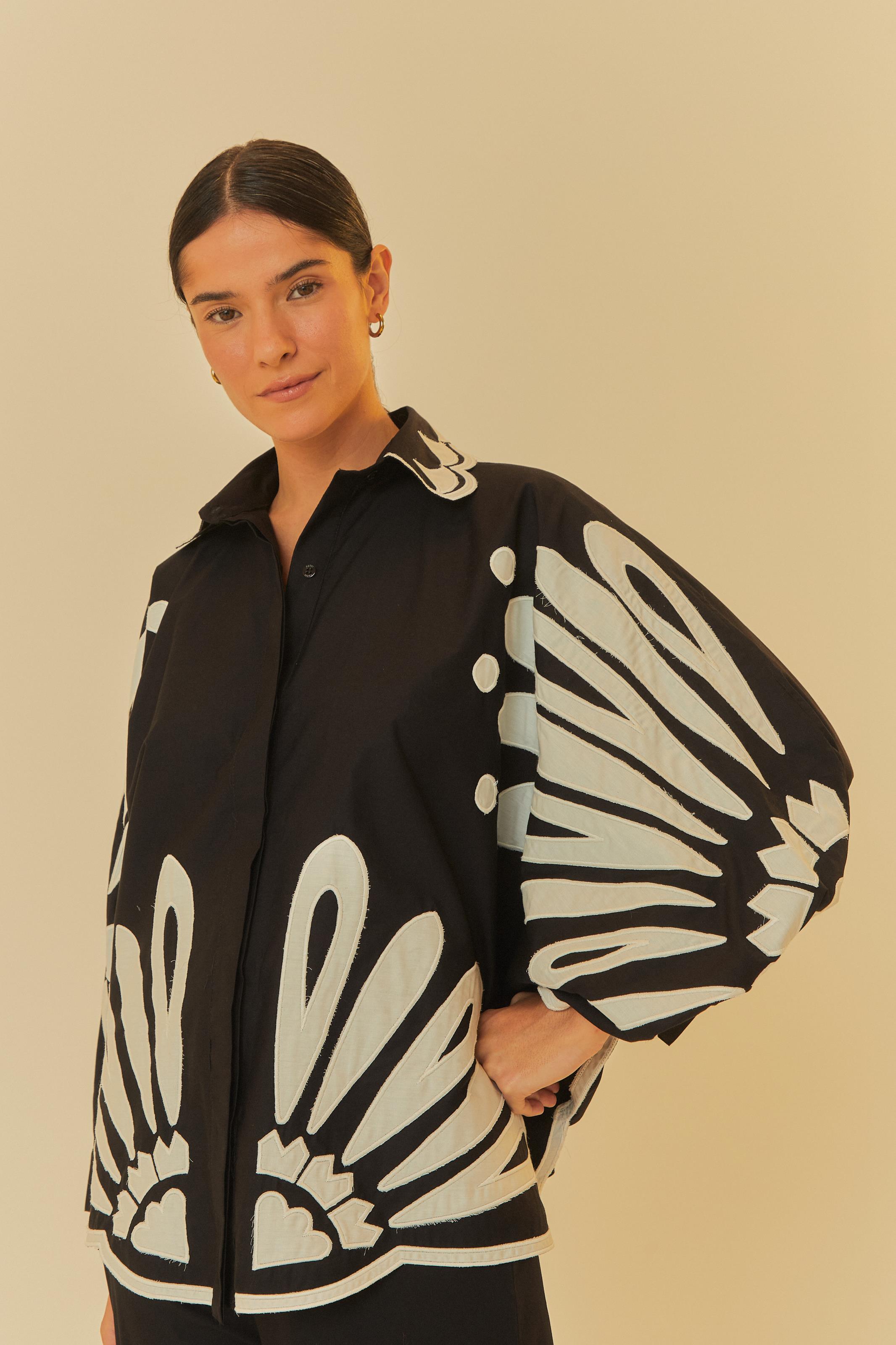 Camisa Cutwork Estampada Mandalina