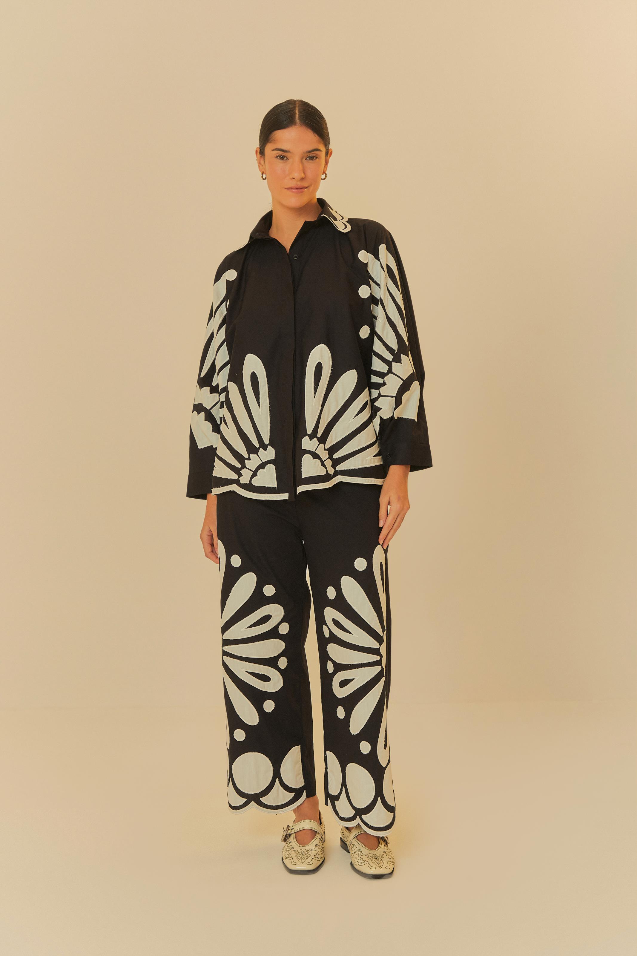 Camisa Cutwork Estampada Mandalina