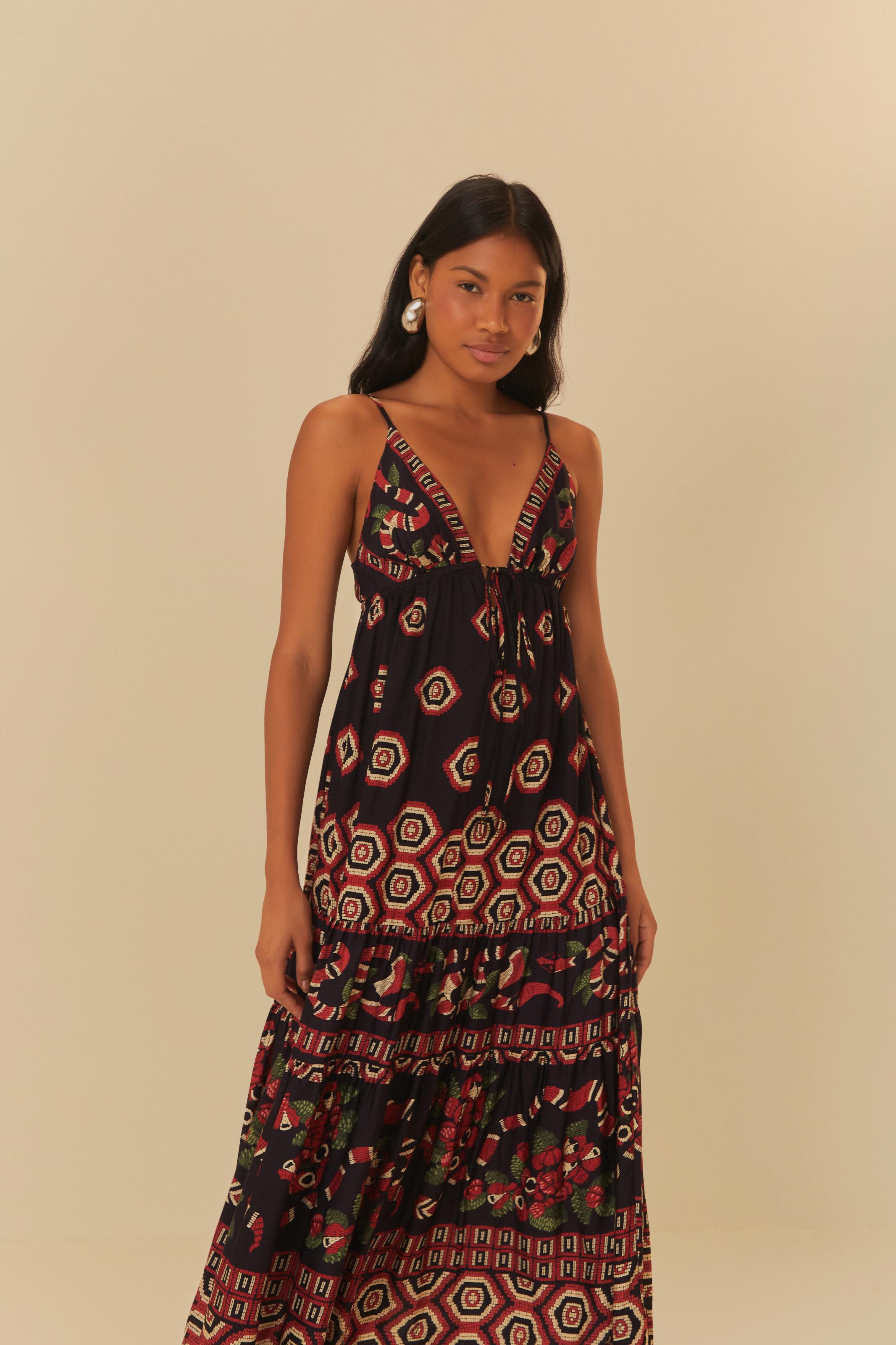 Vestido Cropped Estampado Guaraná Coral