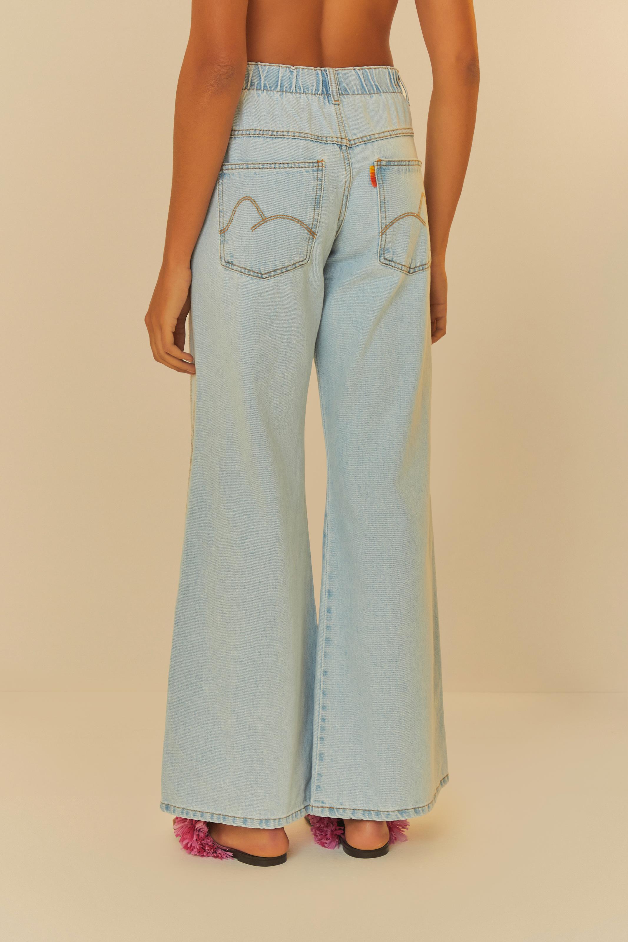 Pantalona CalÇa Jeans Com Cos De Elastico Farm Calça Feminina