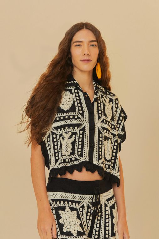 Camisa Cropped Tricot Artesanal Camisa Cropped Tricot Artesanal
