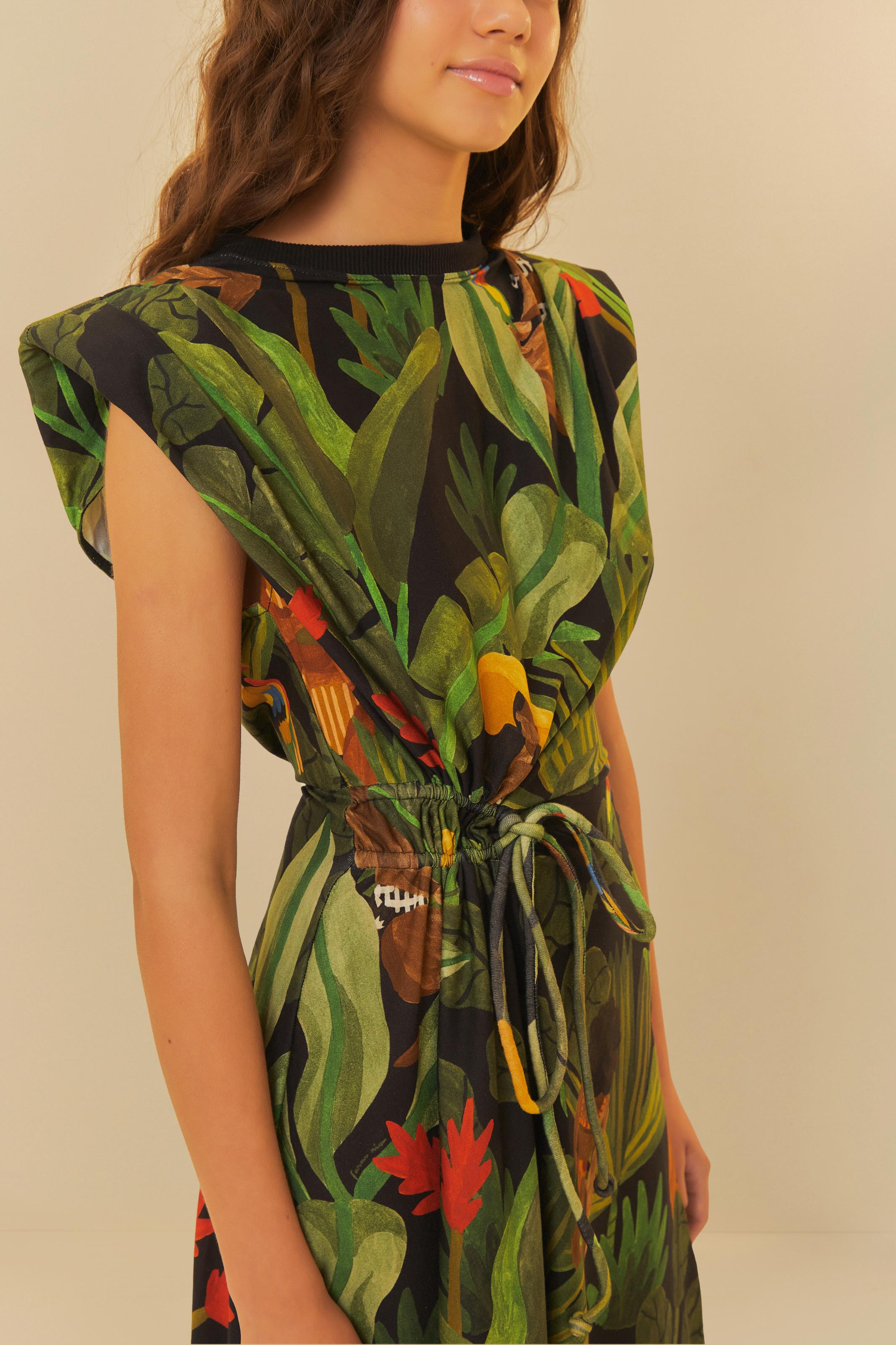 Vestido Midi Estampado Beleza Tropical