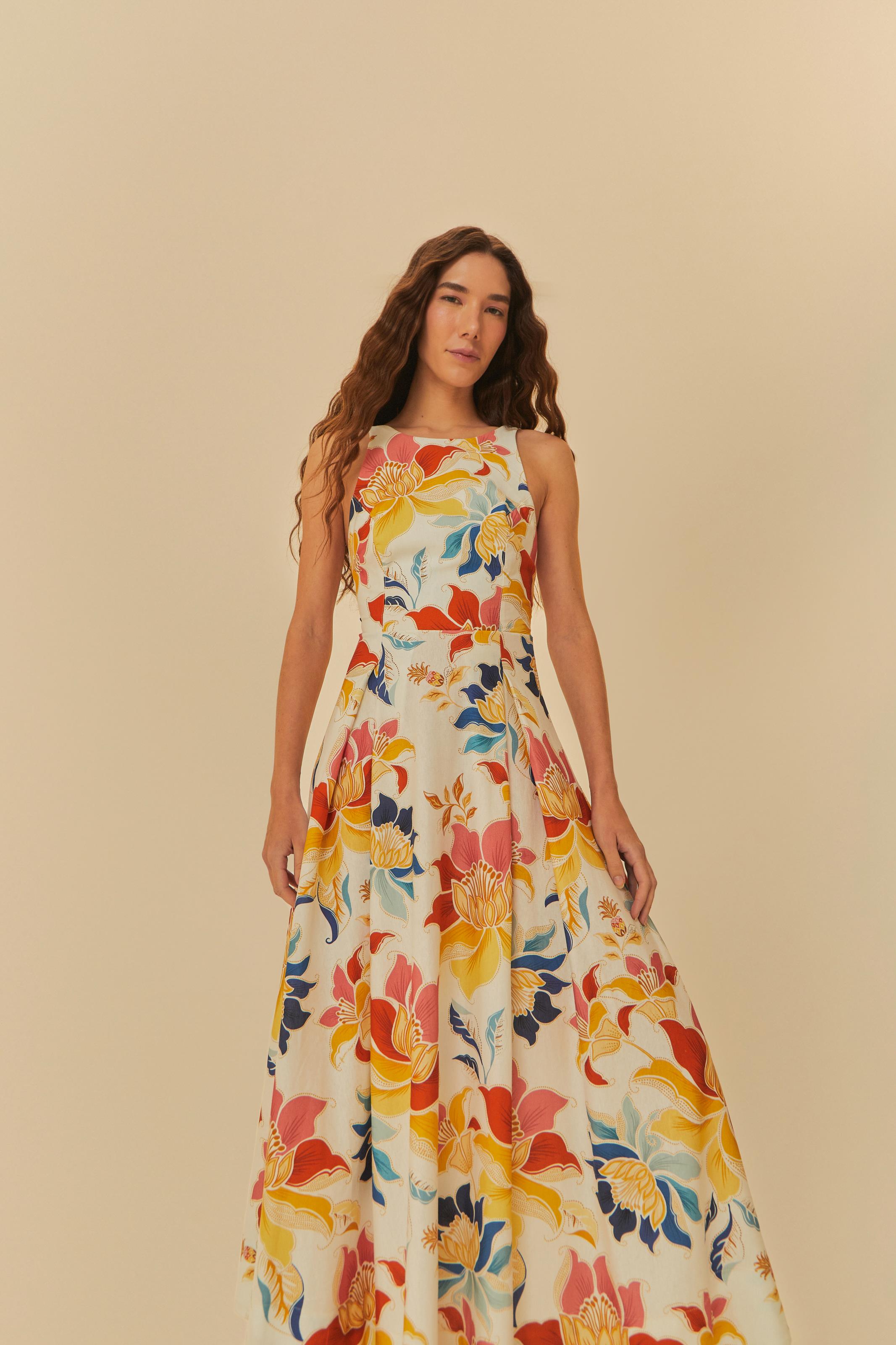 Vestido Cropped Estampado Floral Majestoso