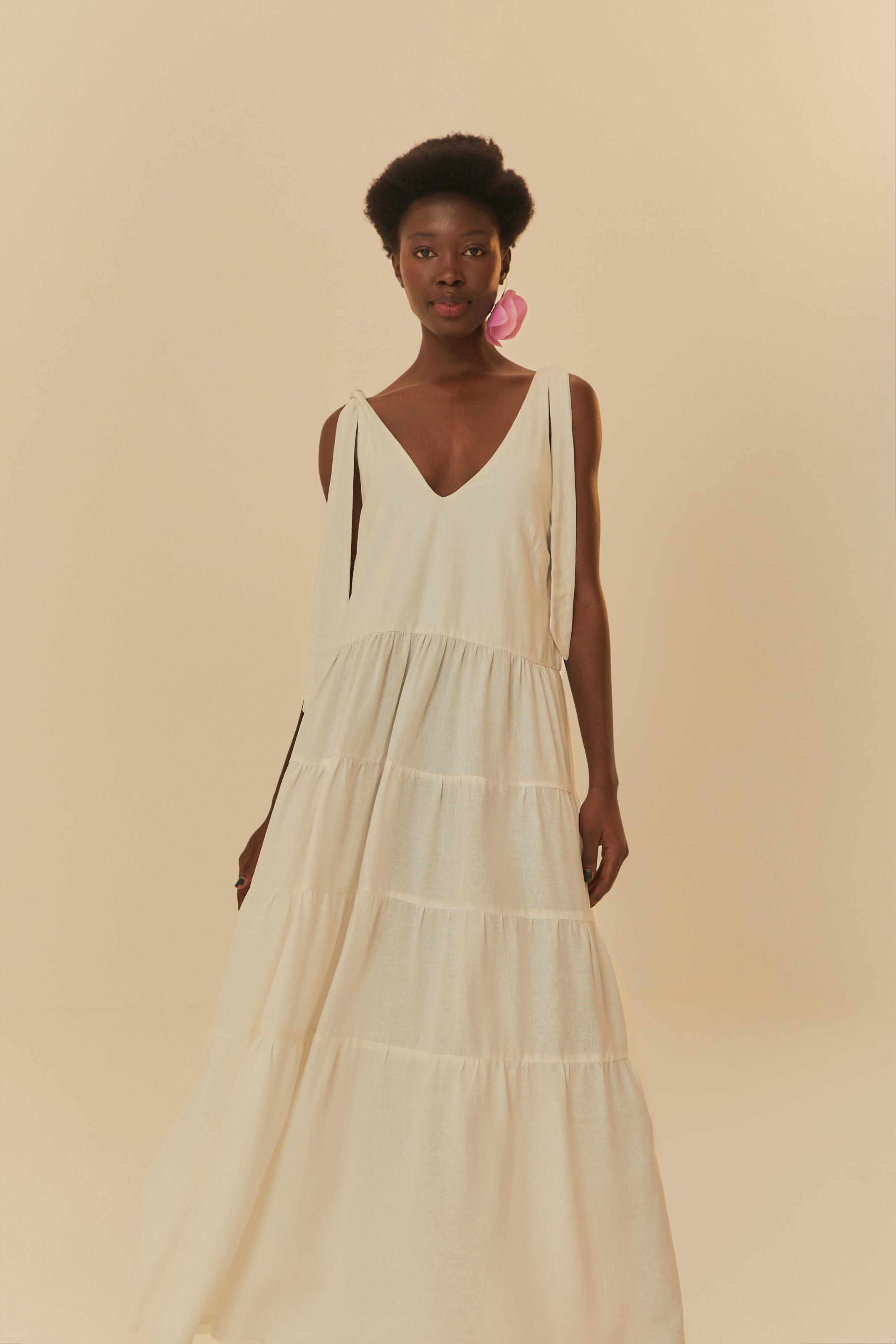 Vestido Longo Vestido Off White Farm Vestido Farm Vestido Longo