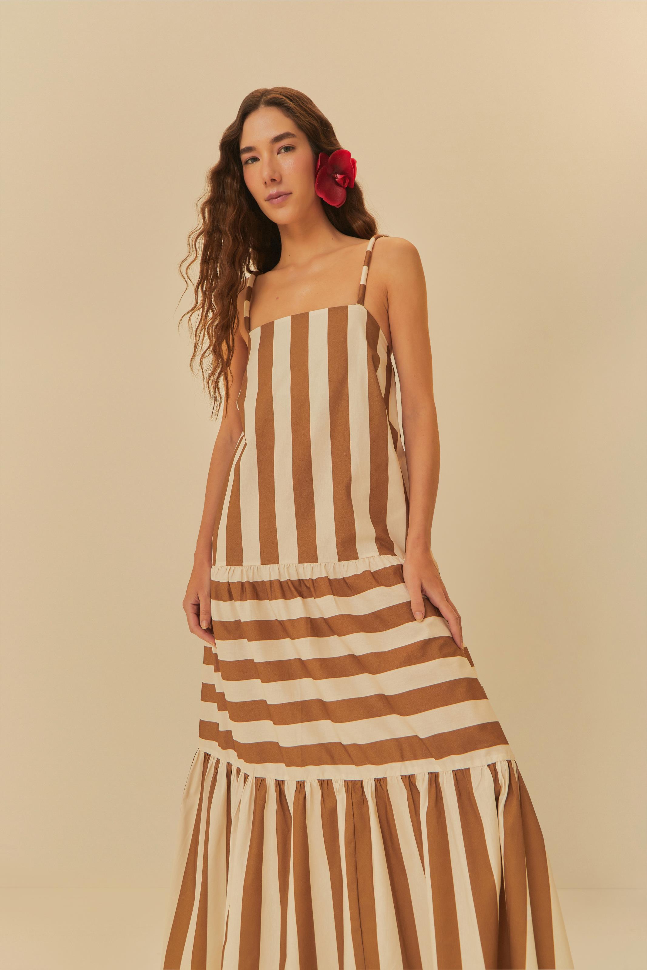 Vestido De Listra Longo De Malha Listrado Vestido De Listras Com