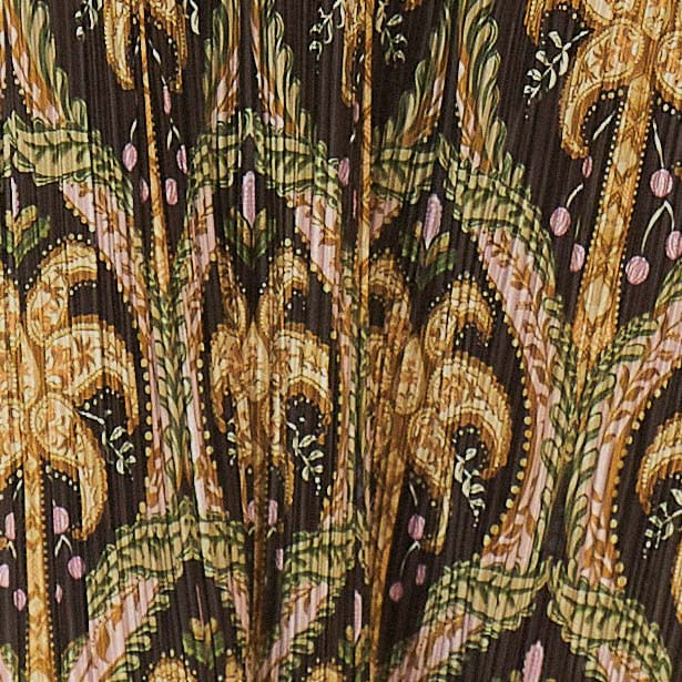 Vestido Plissado Estampado Camafeu Tropical