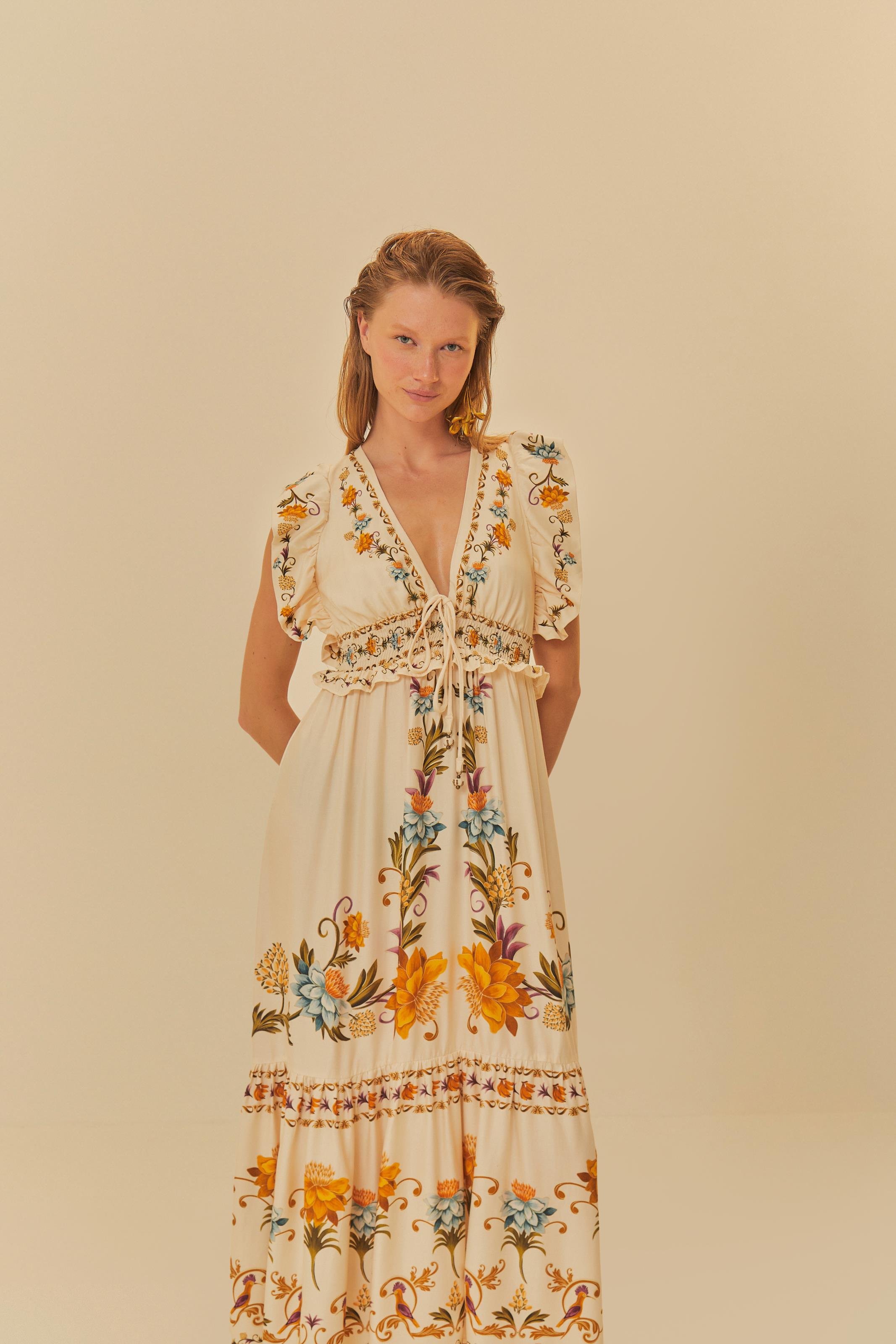 Vestido shops longo delicadeza farm