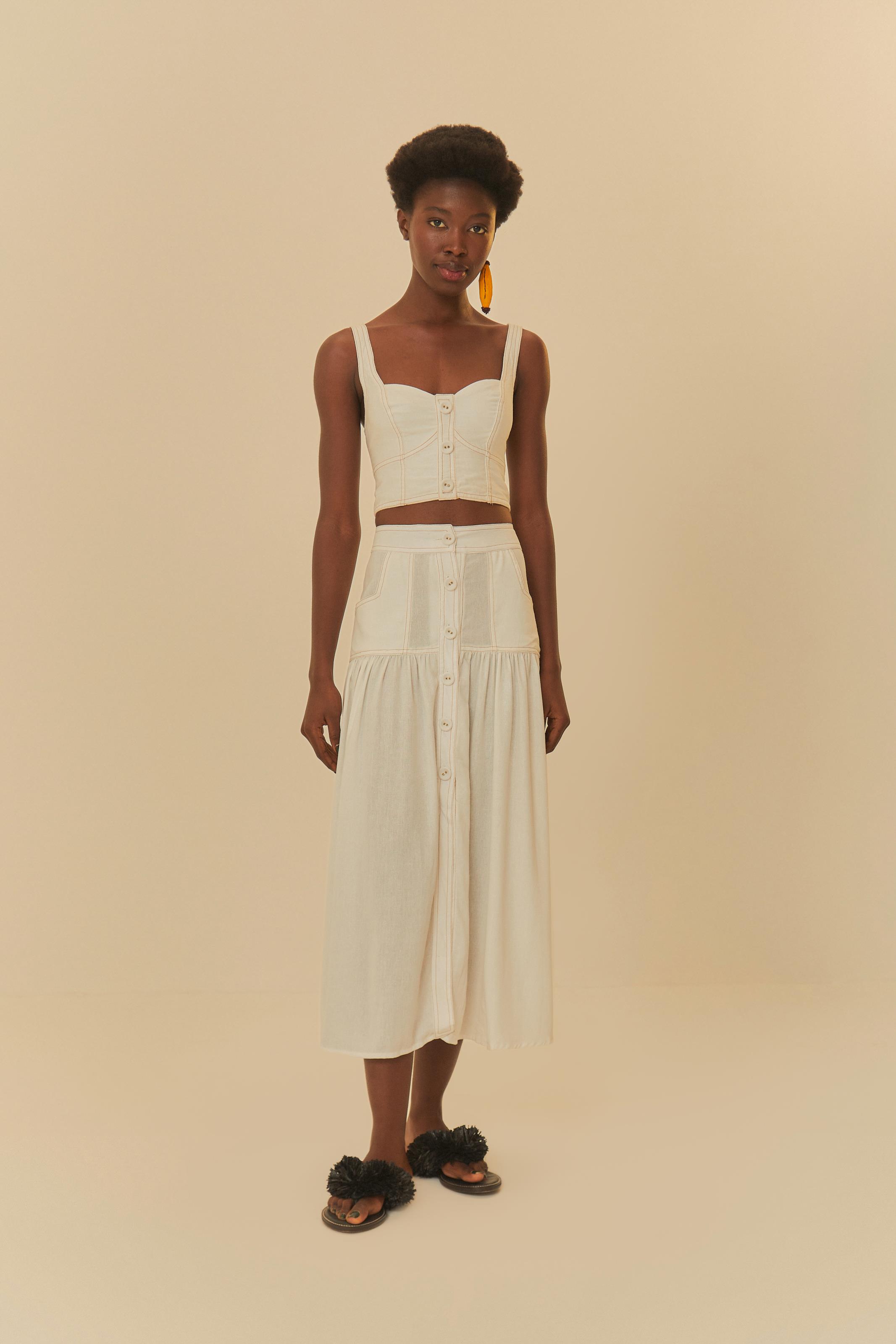 Saia Cropped Botões