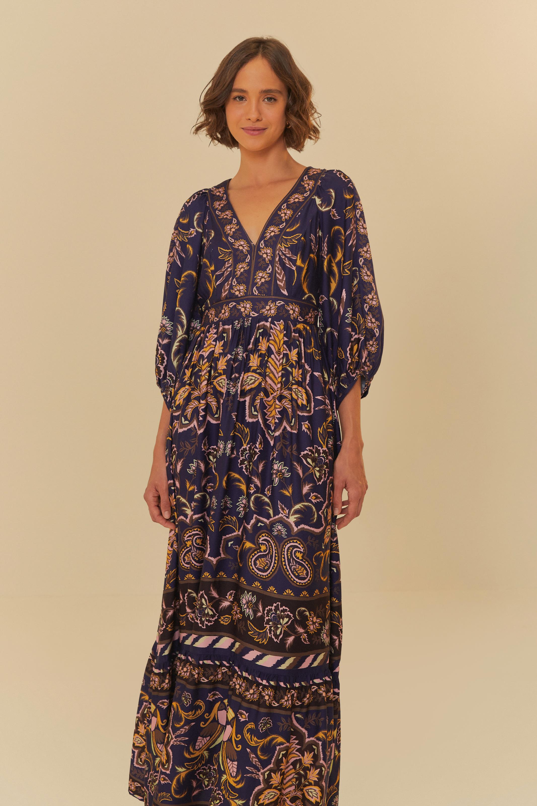 Vestido Longo Estampado Persa