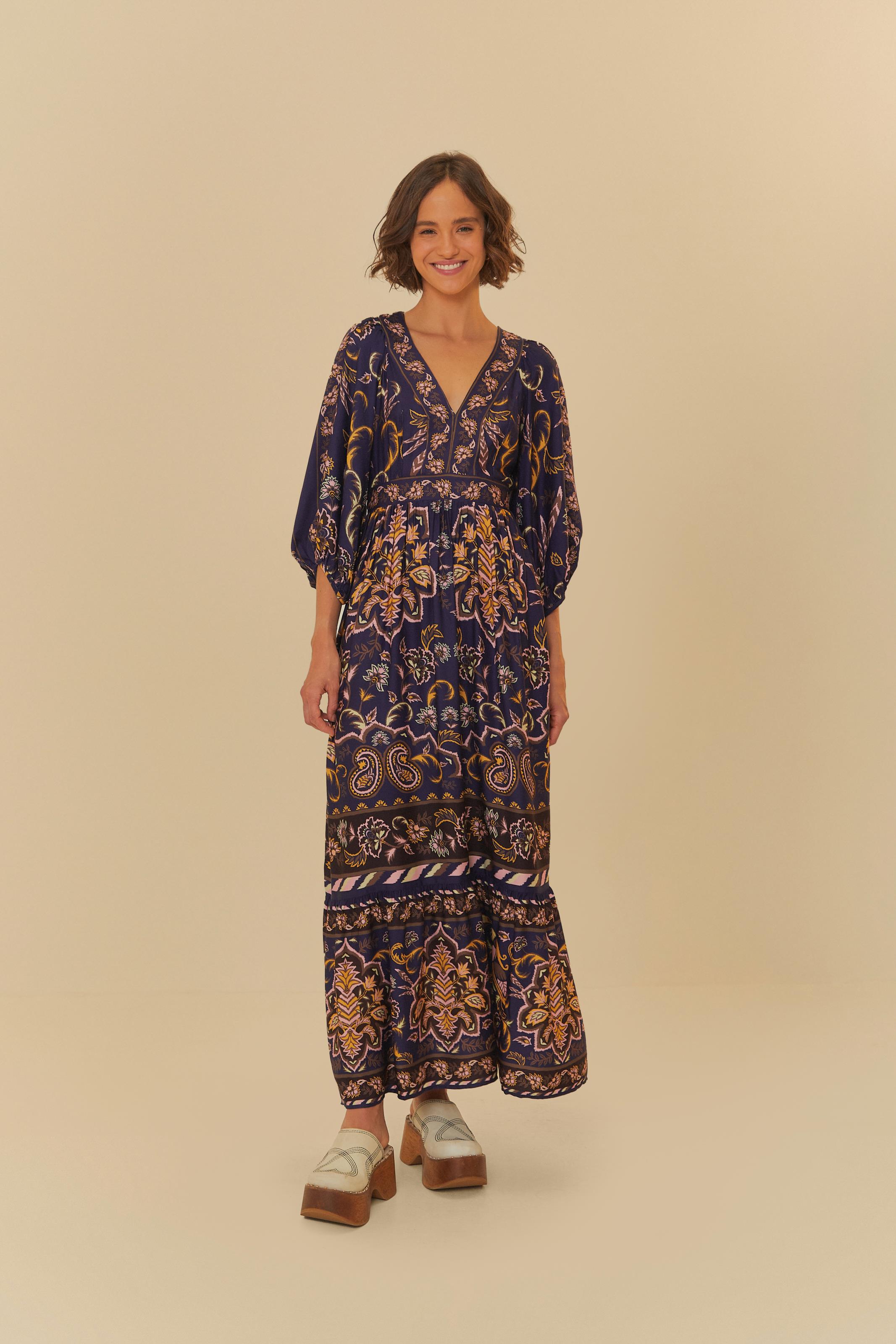 Vestido Longo Estampado Persa