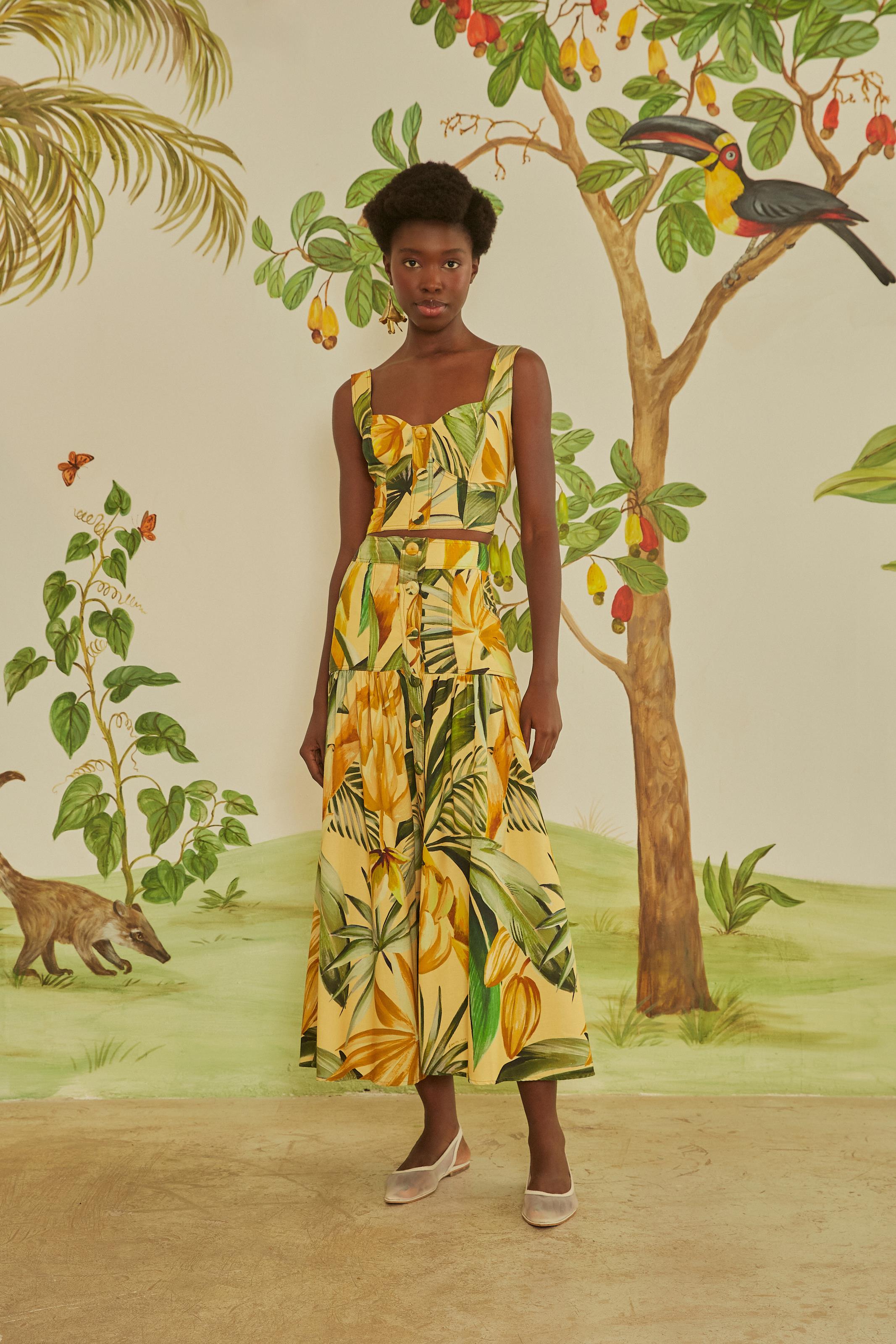 Cropped Saia Comprida Estampada CONJUNTO FEMININO ESTAMPADO