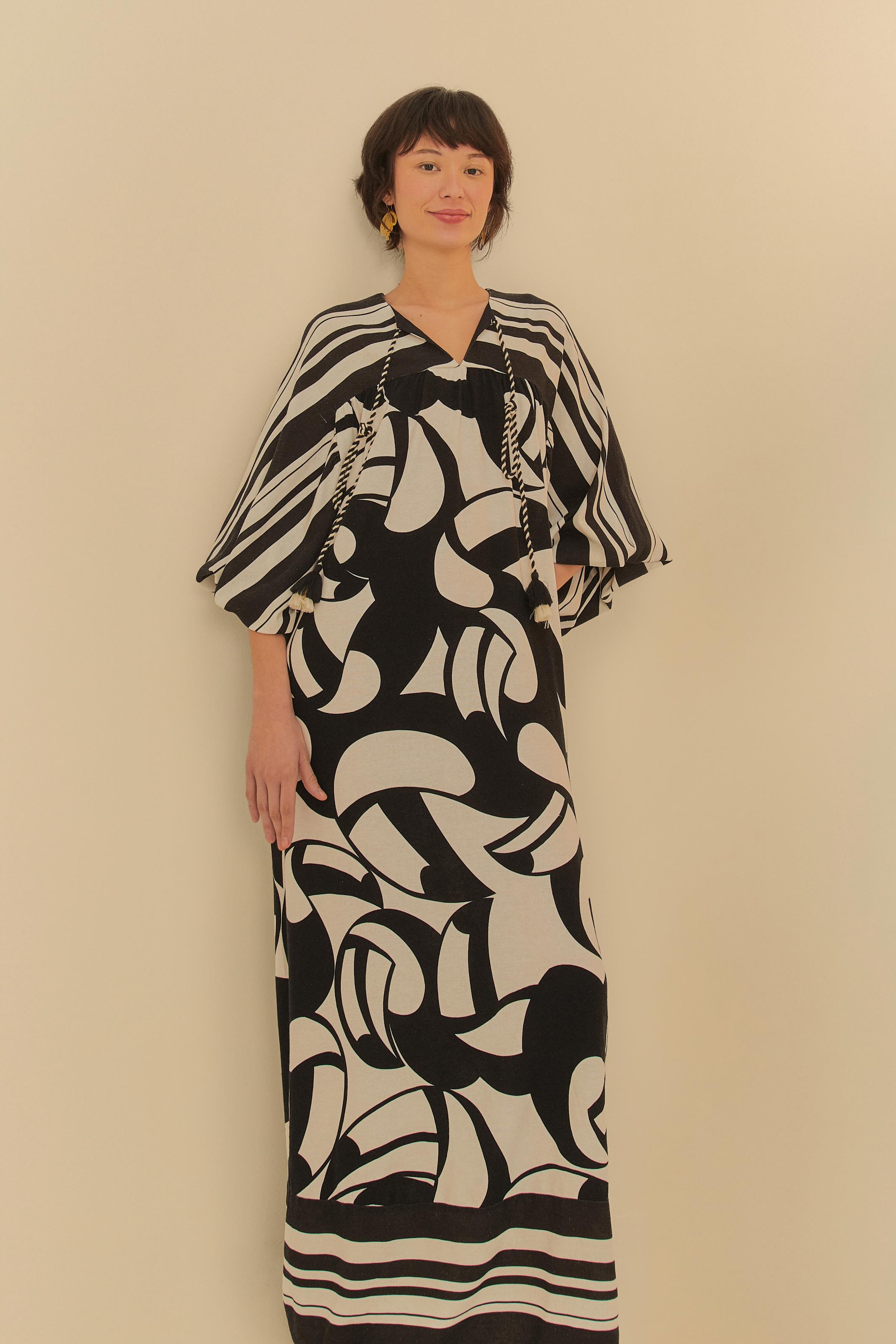 Vestido Manga Longa Estampado Tucanada