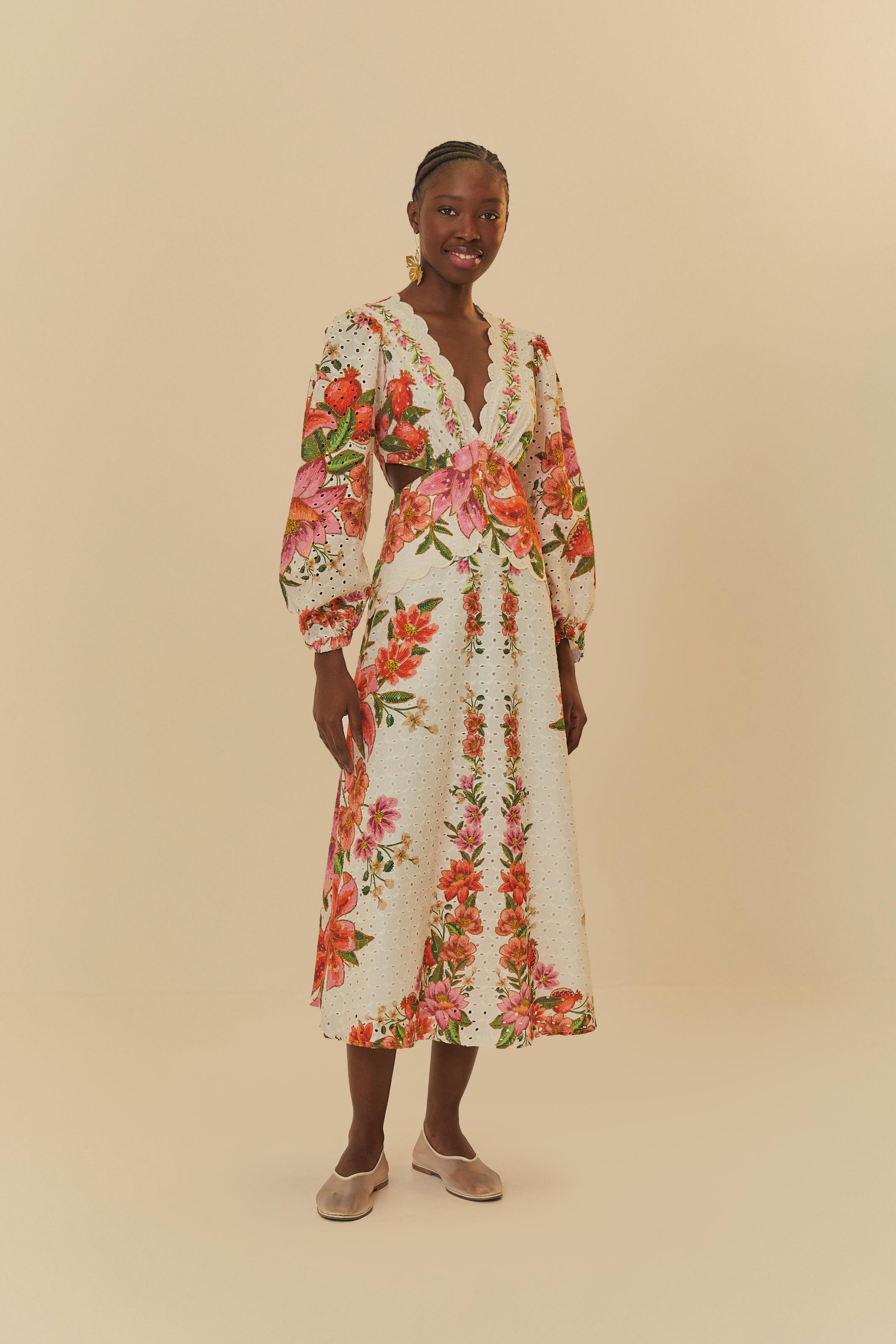 Vestido Laise Estampado Floral De Verão