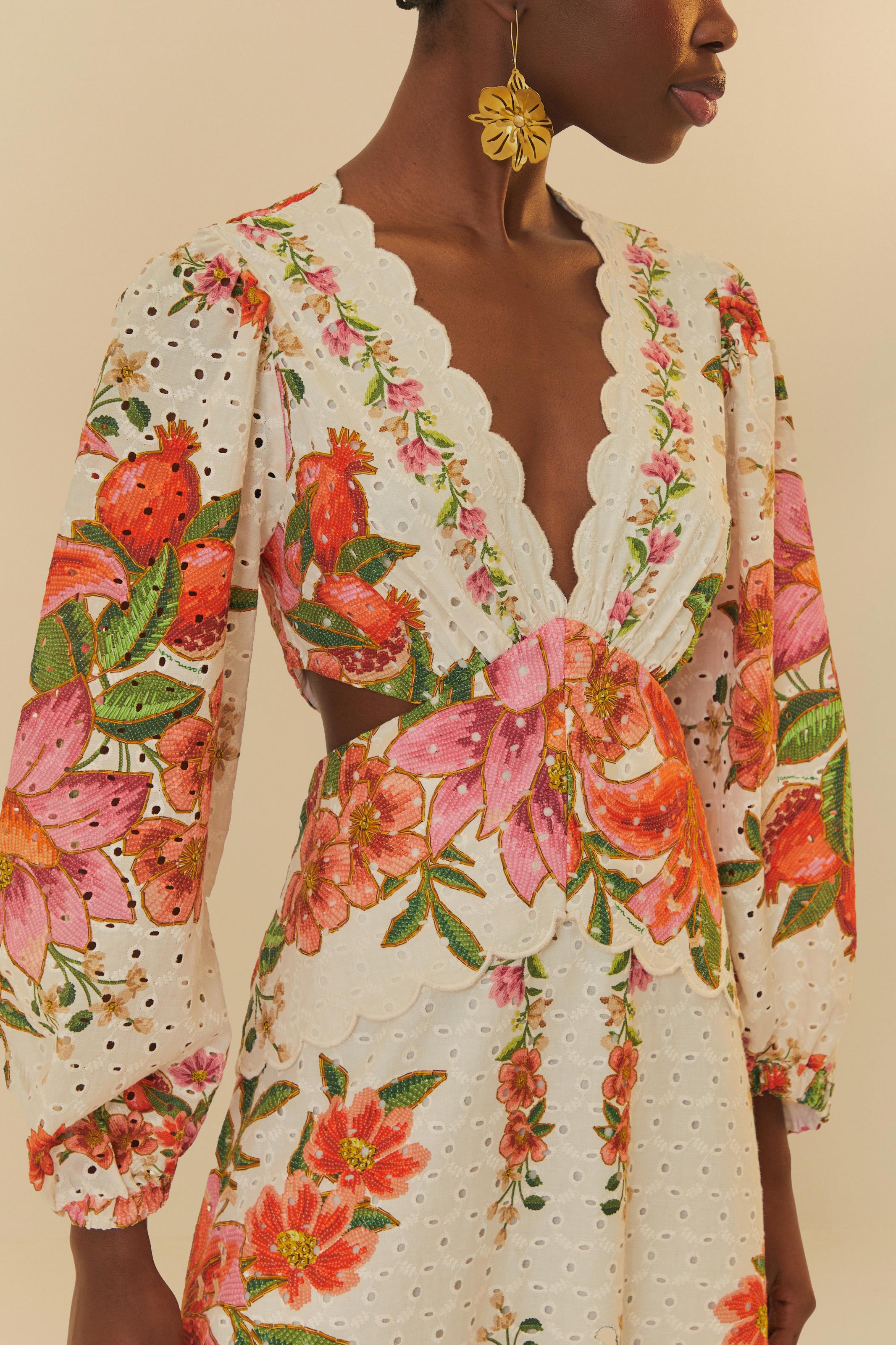 Vestido Laise Estampado Floral De Verão