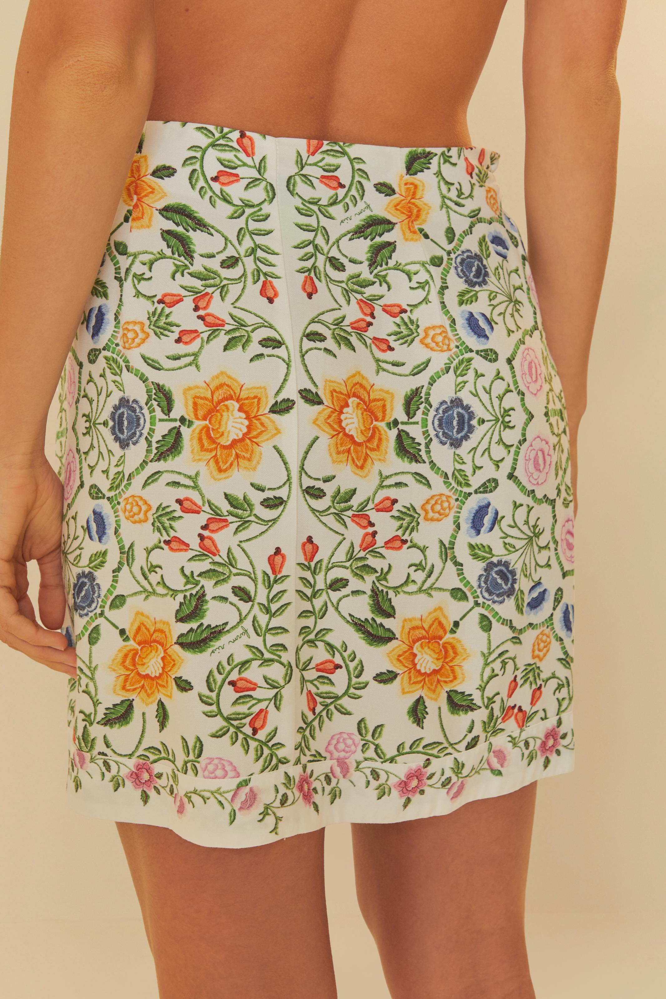 Saia Estampada Floral Folk