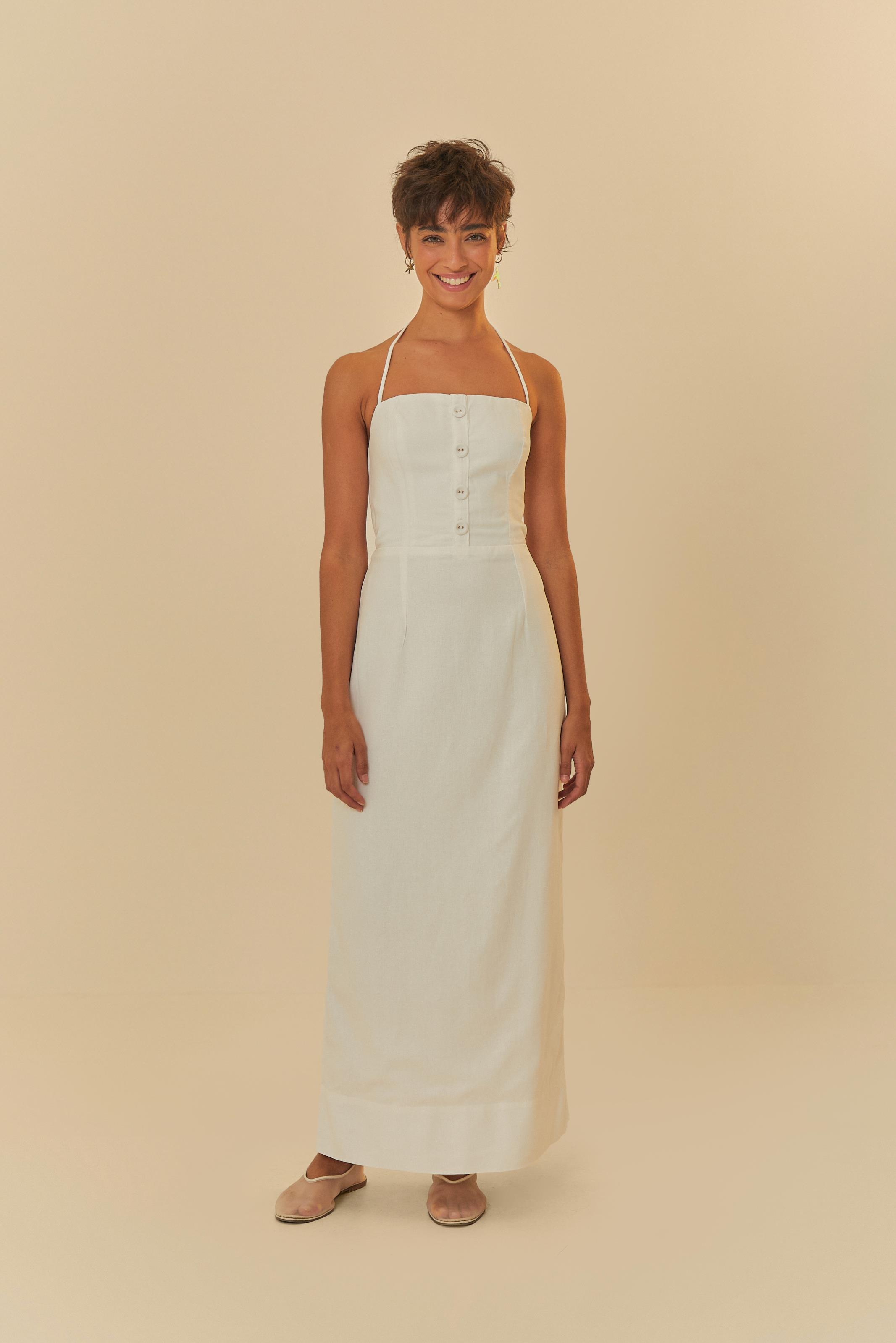 Vestido Reto Decote Costas