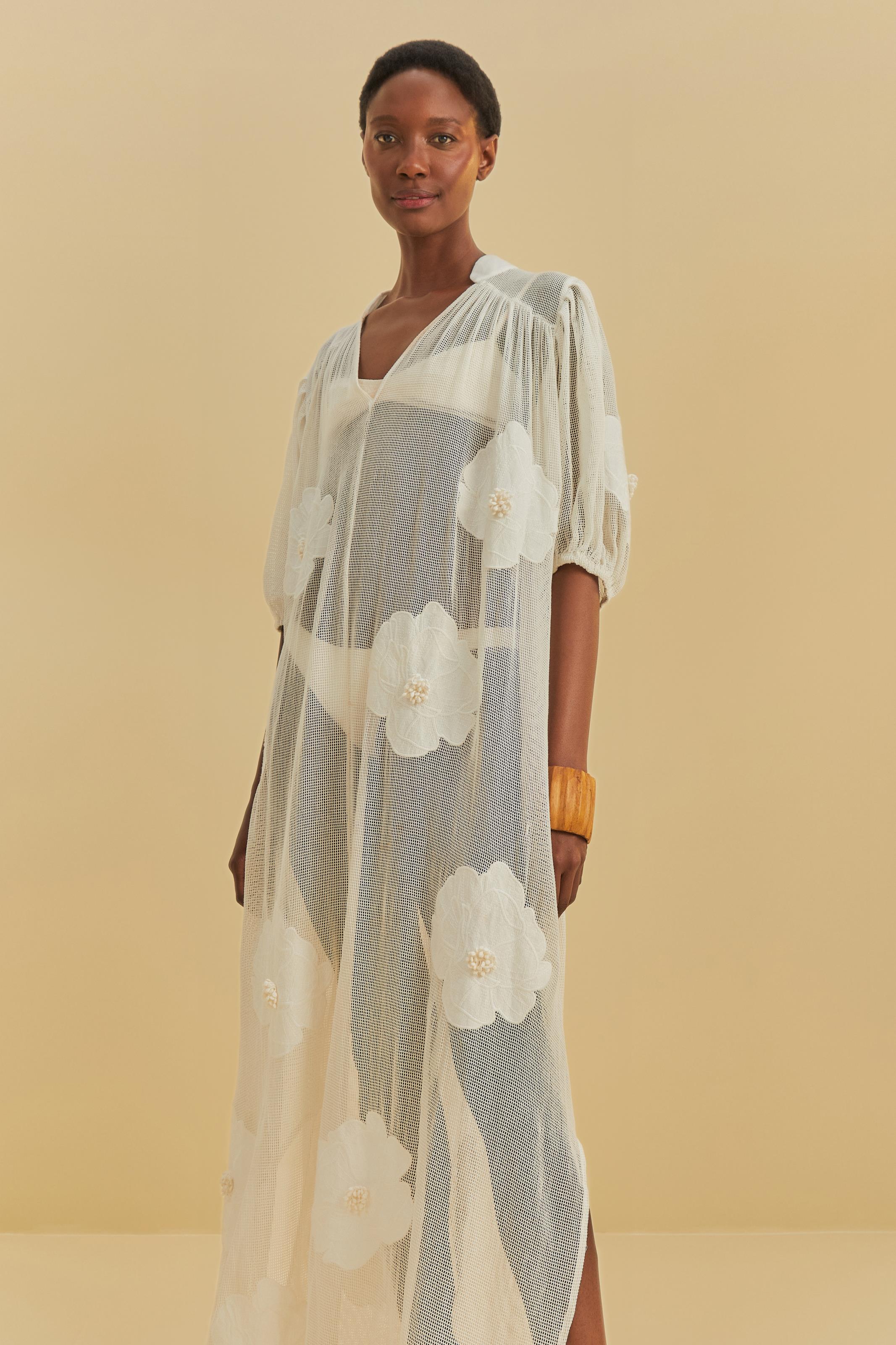 Vestido Artesanal Floral Delicado