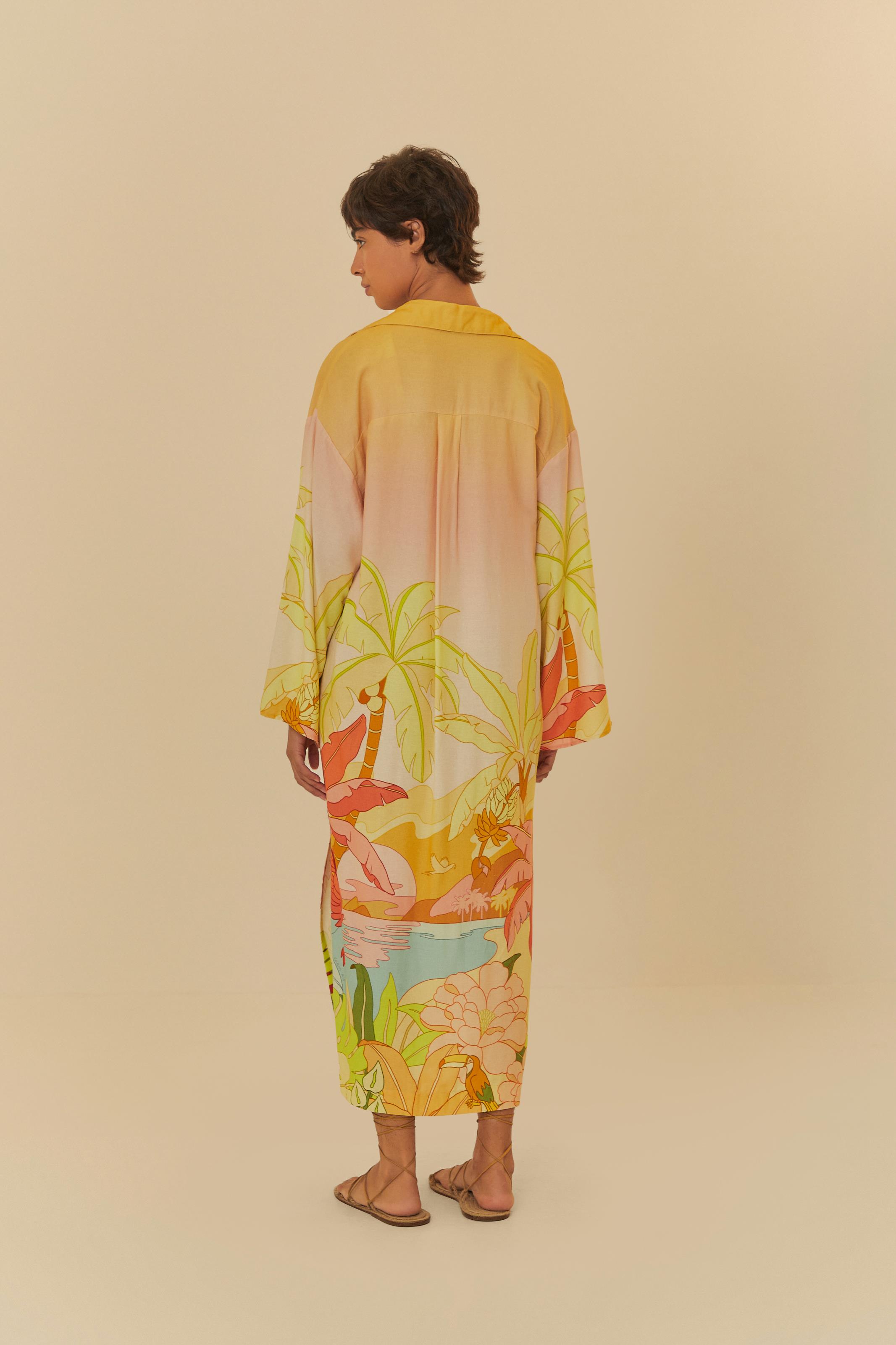 Camisa Vestido Estampada Luau Das Onças